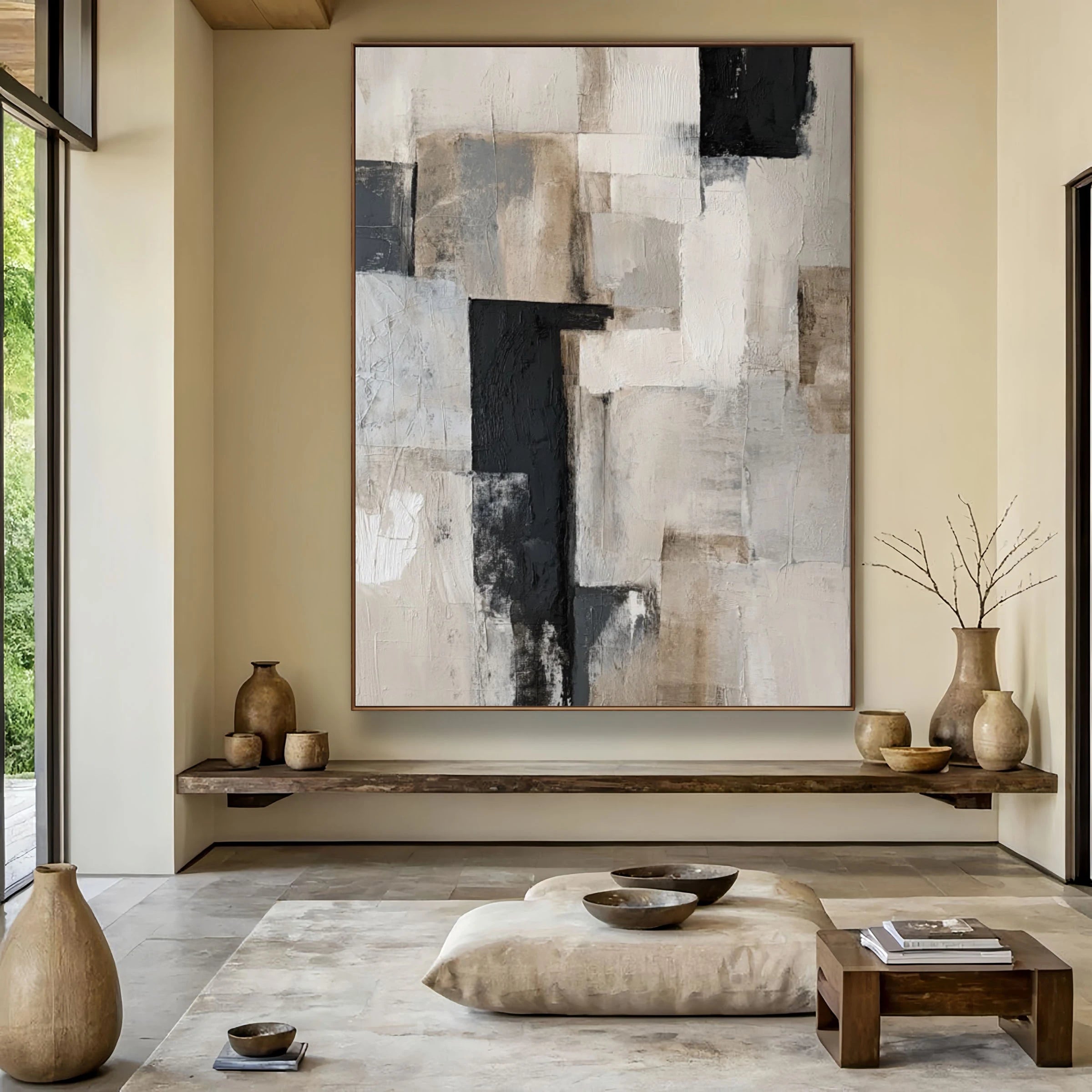 Geometric Abstract Art ｜ Alabaster-Grid-Patina