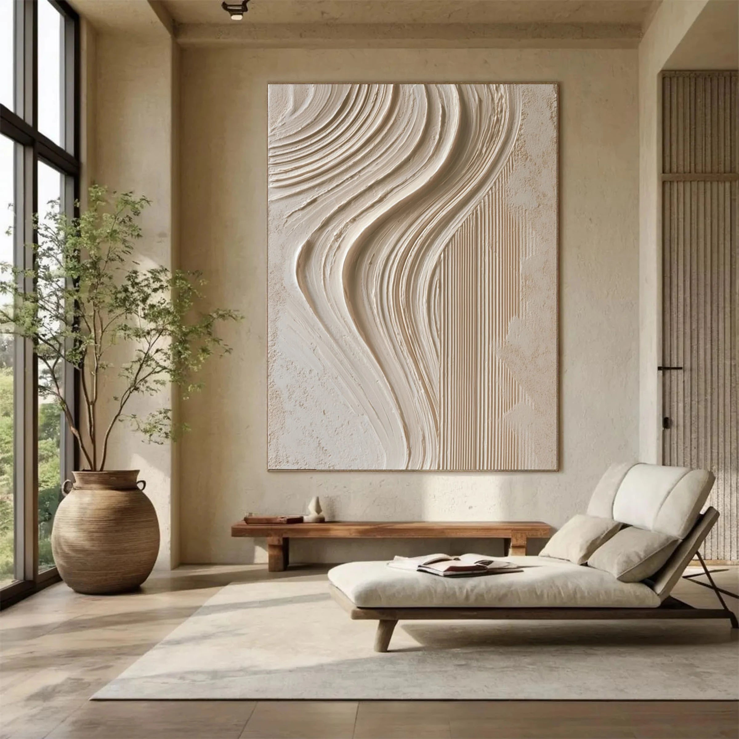 Textured Wall Art ｜ Alabaster-Sinuous-Lattice