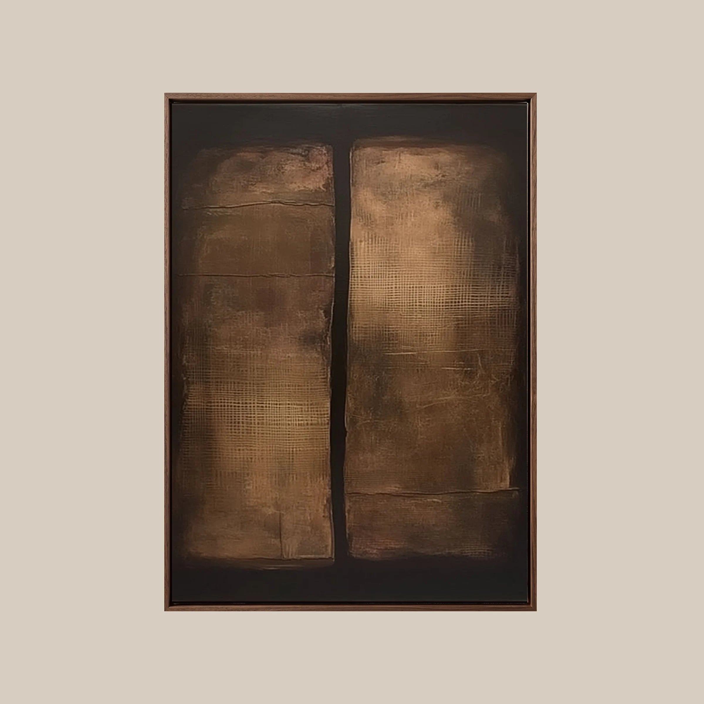 Neutral Wall Art ｜ Bronze-Grid-Diptych
