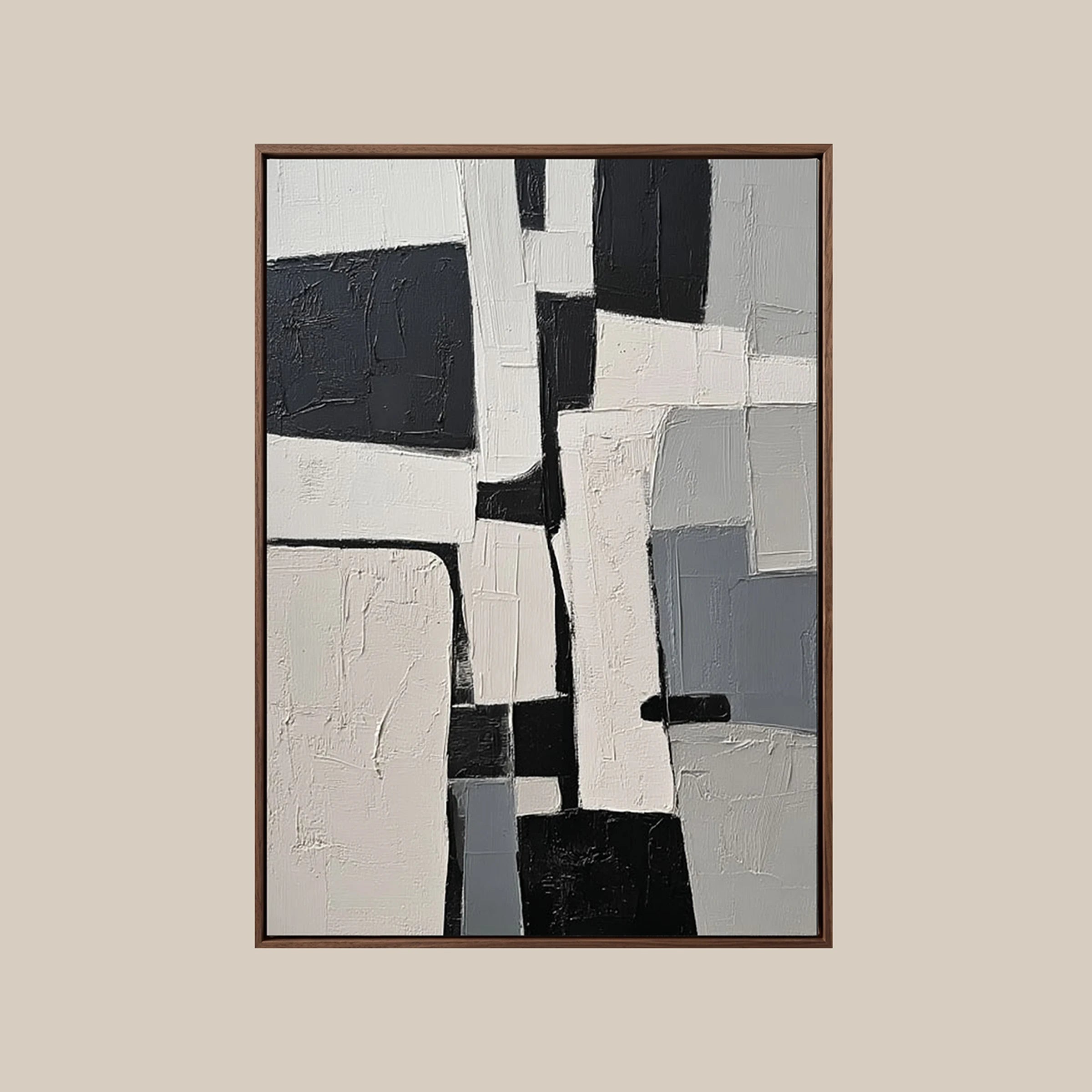 Black and White Abstract ｜ Gesso-Blocks-Stucco