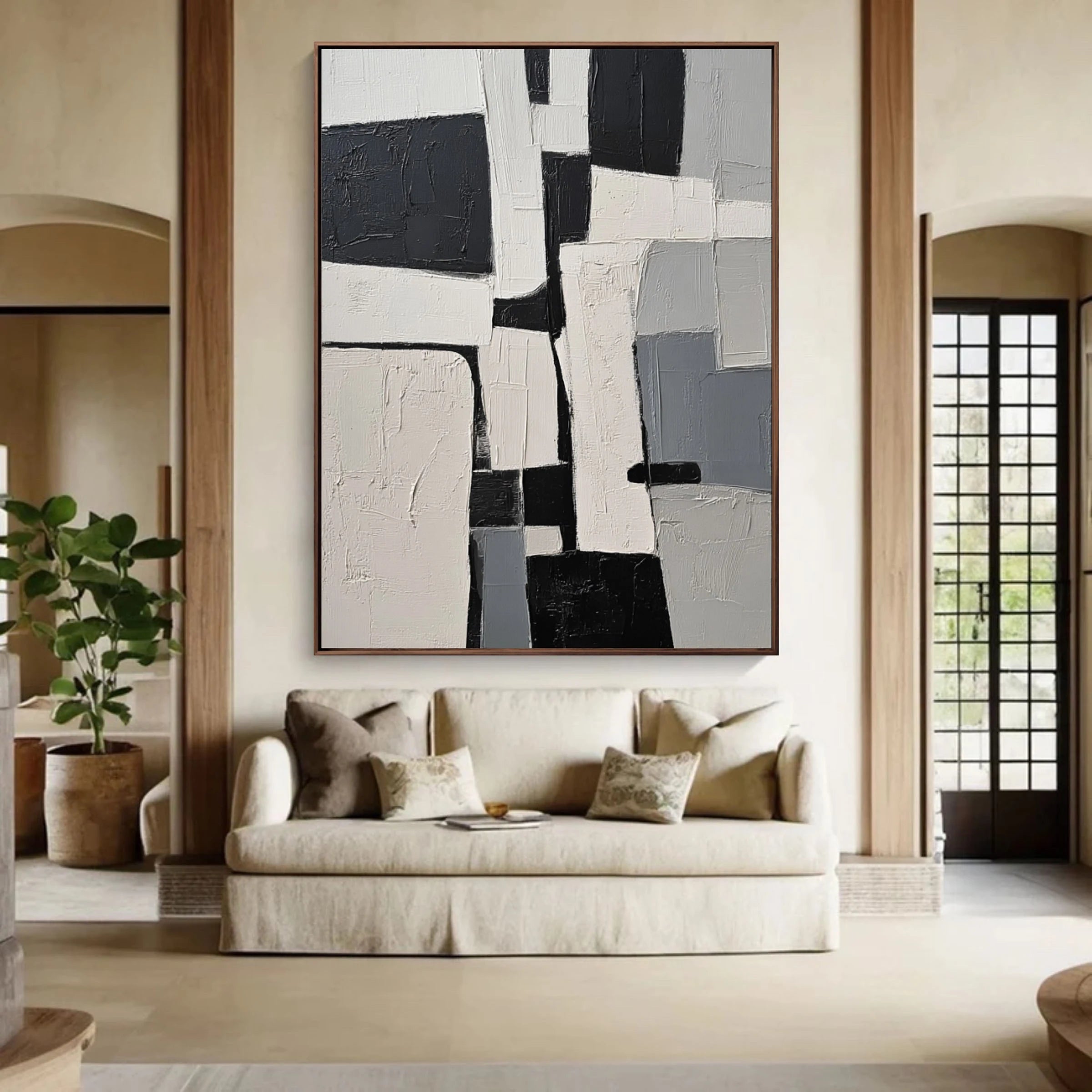 Black and White Abstract ｜ Gesso-Blocks-Stucco