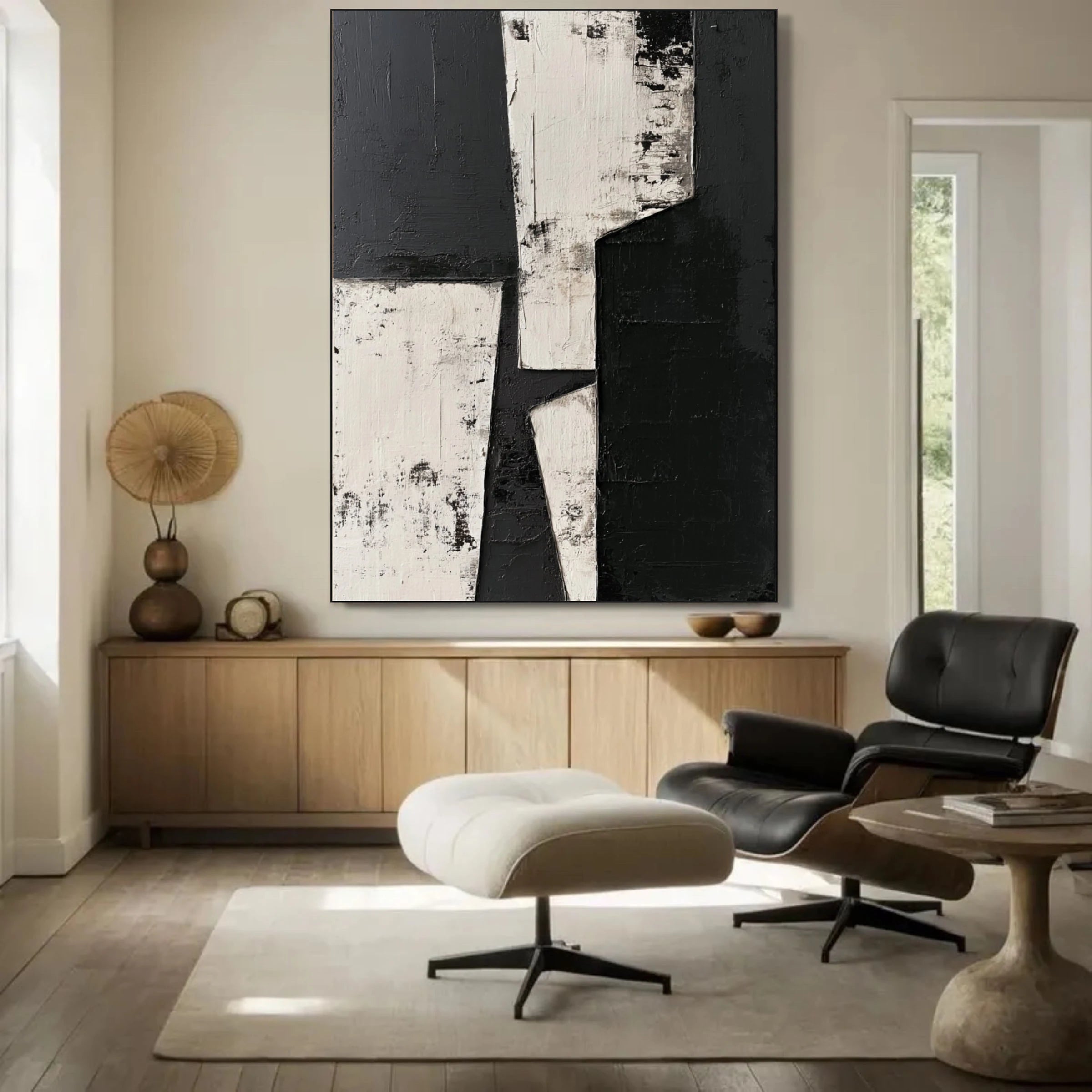 Black and White Abstract ｜ Gesso-Tectonic-Stucco