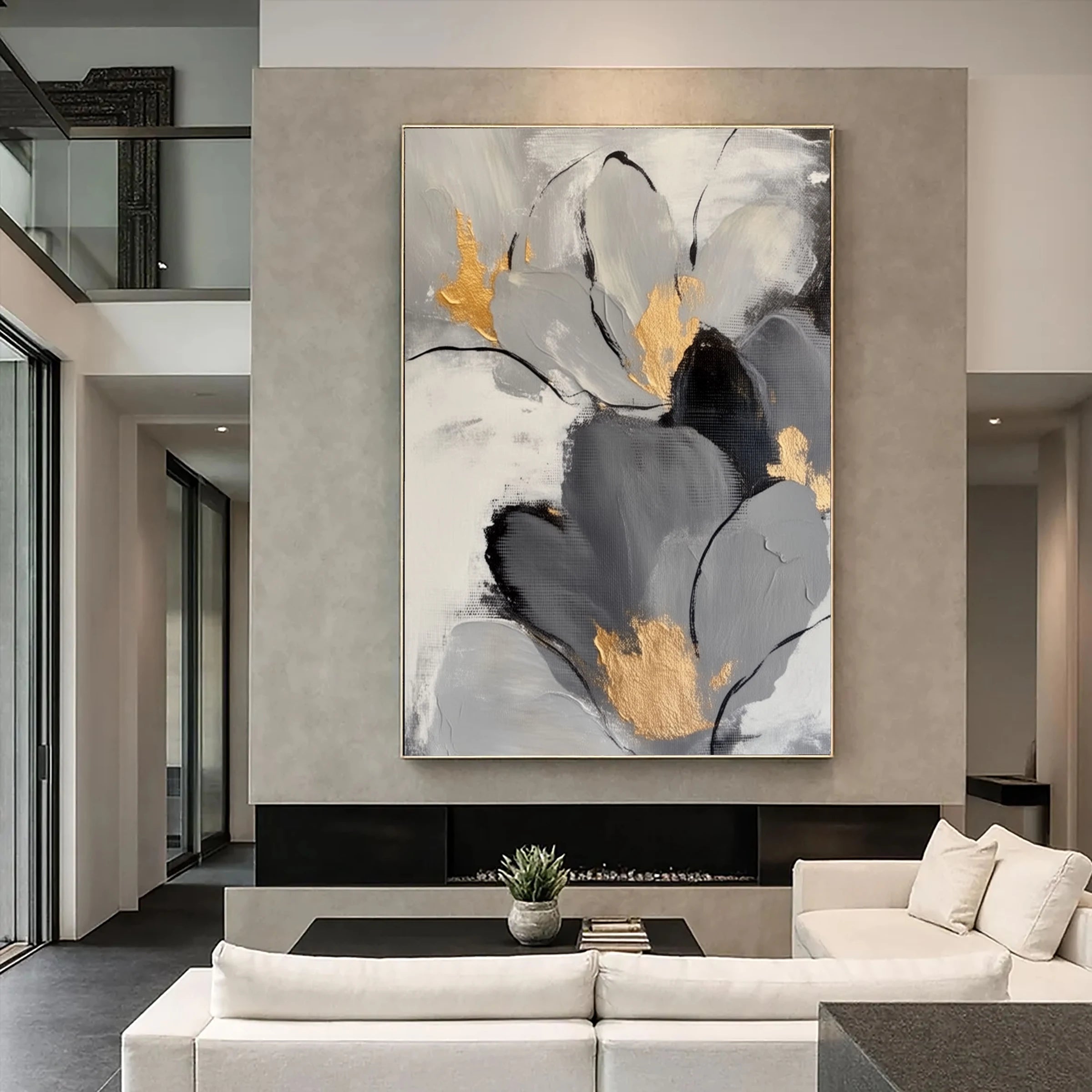 Neutral Wall Art ｜ Gilded-Petal-Serenity