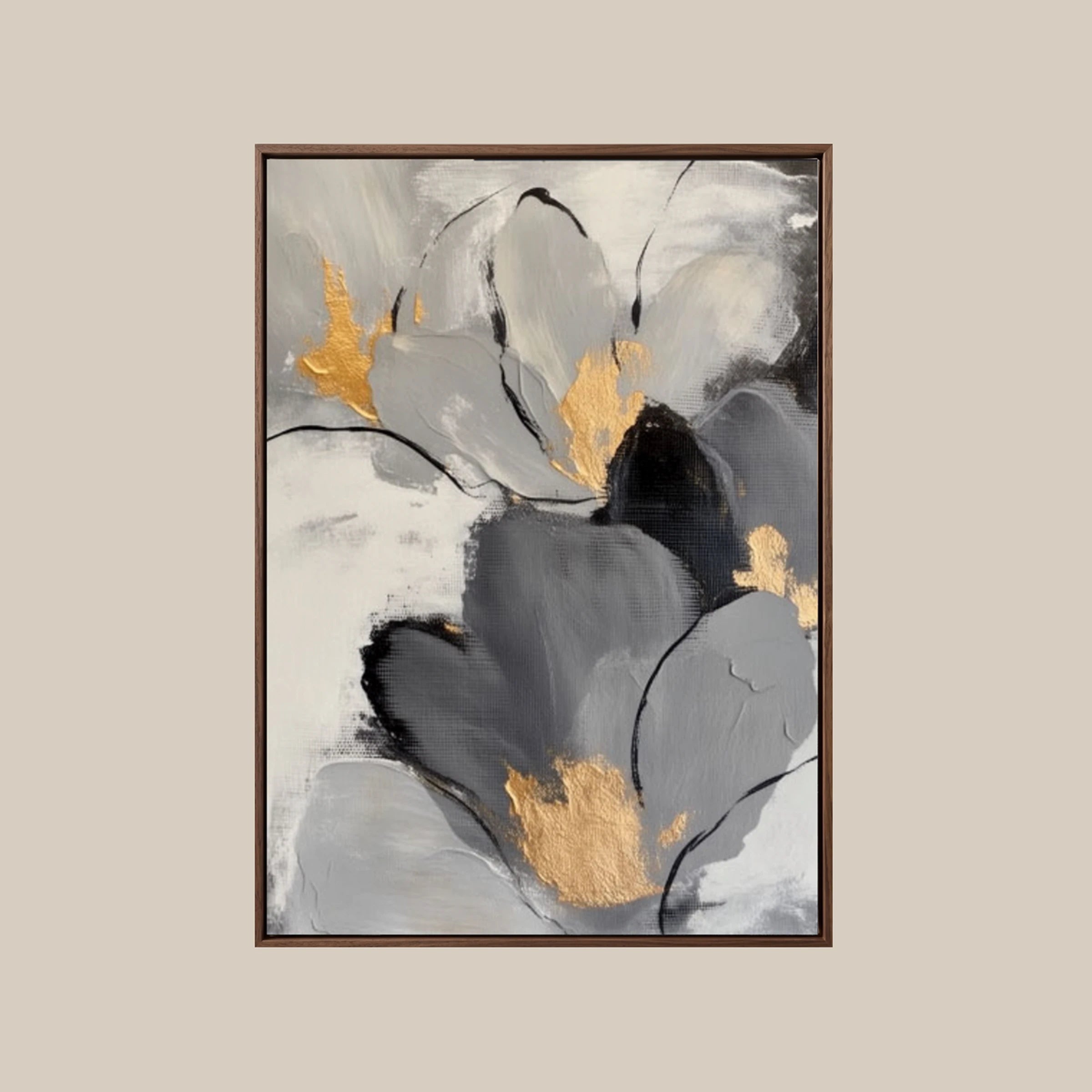 Neutral Wall Art ｜ Gilded-Petal-Serenity