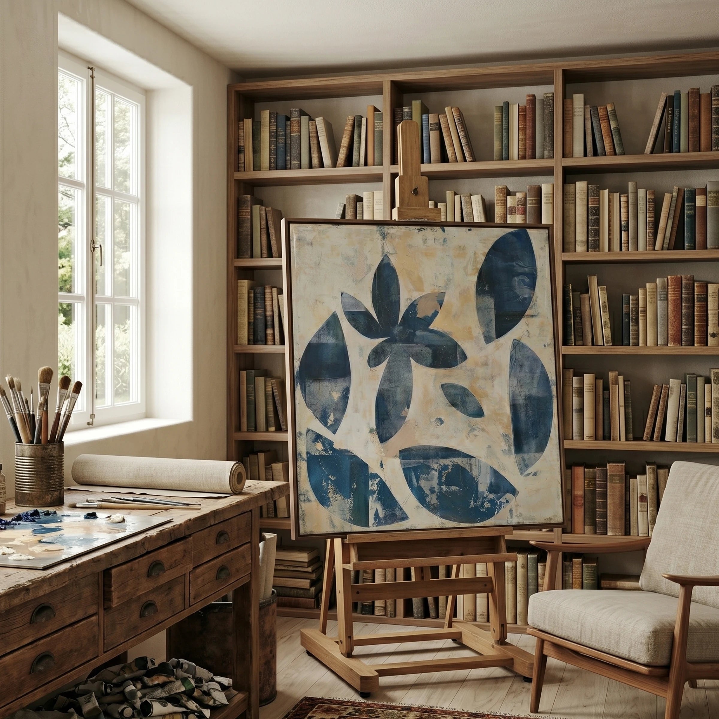Japandi Wall Art ｜ Indigo-Organic-Patina