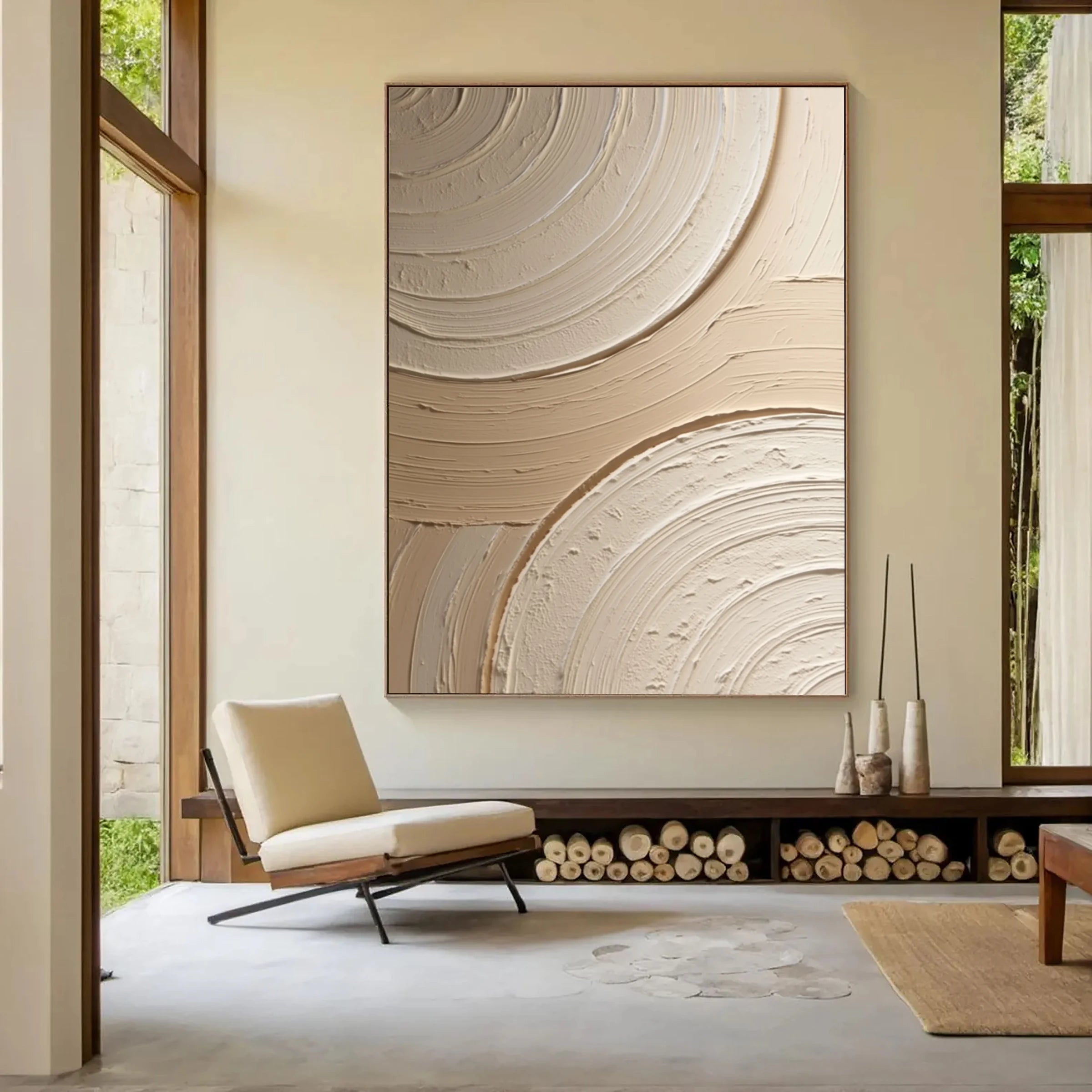 Line Art Abstract ｜ Linear-Swirl-Oatmeal