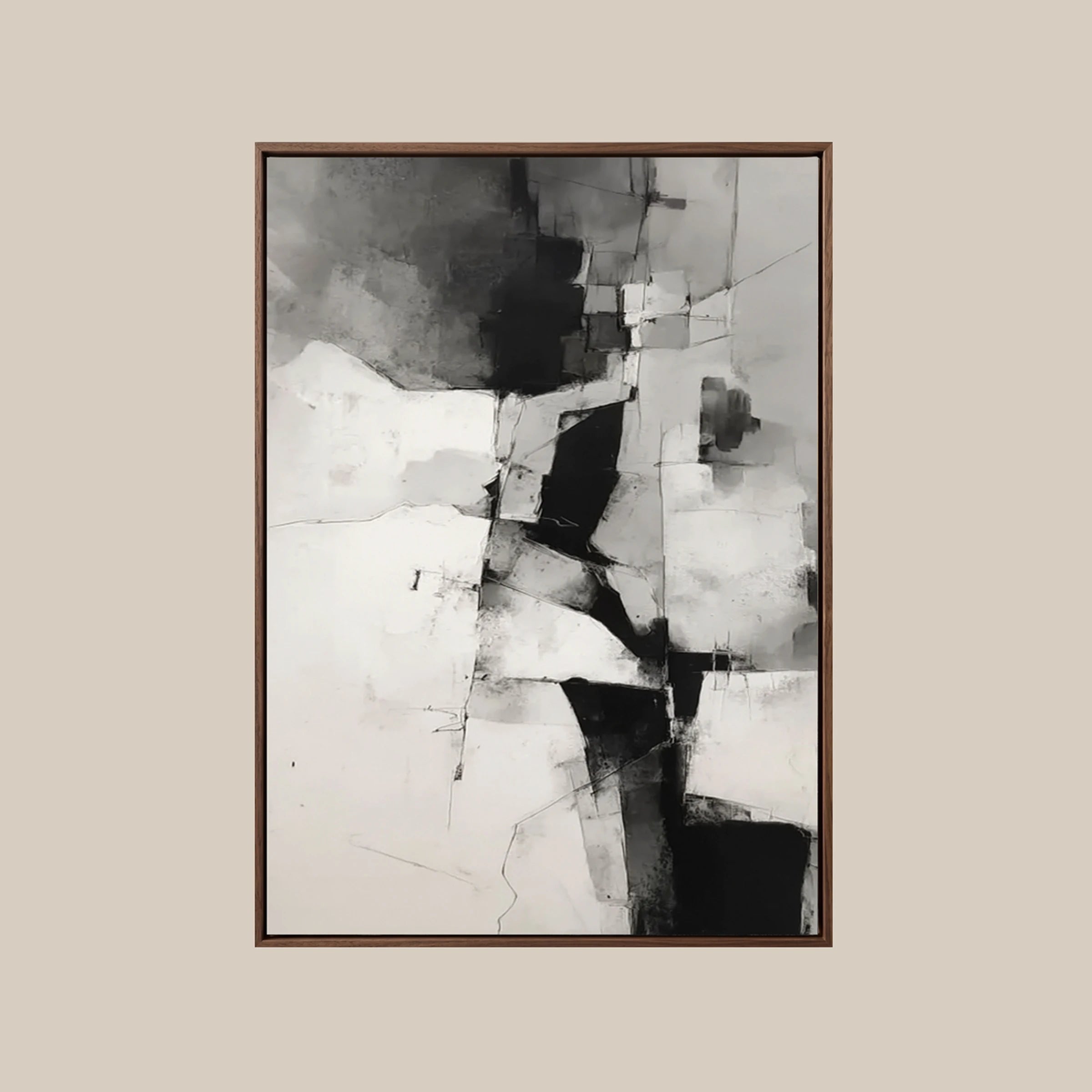 Black and White Abstract ｜ Monochrome-Chasm-Fracture