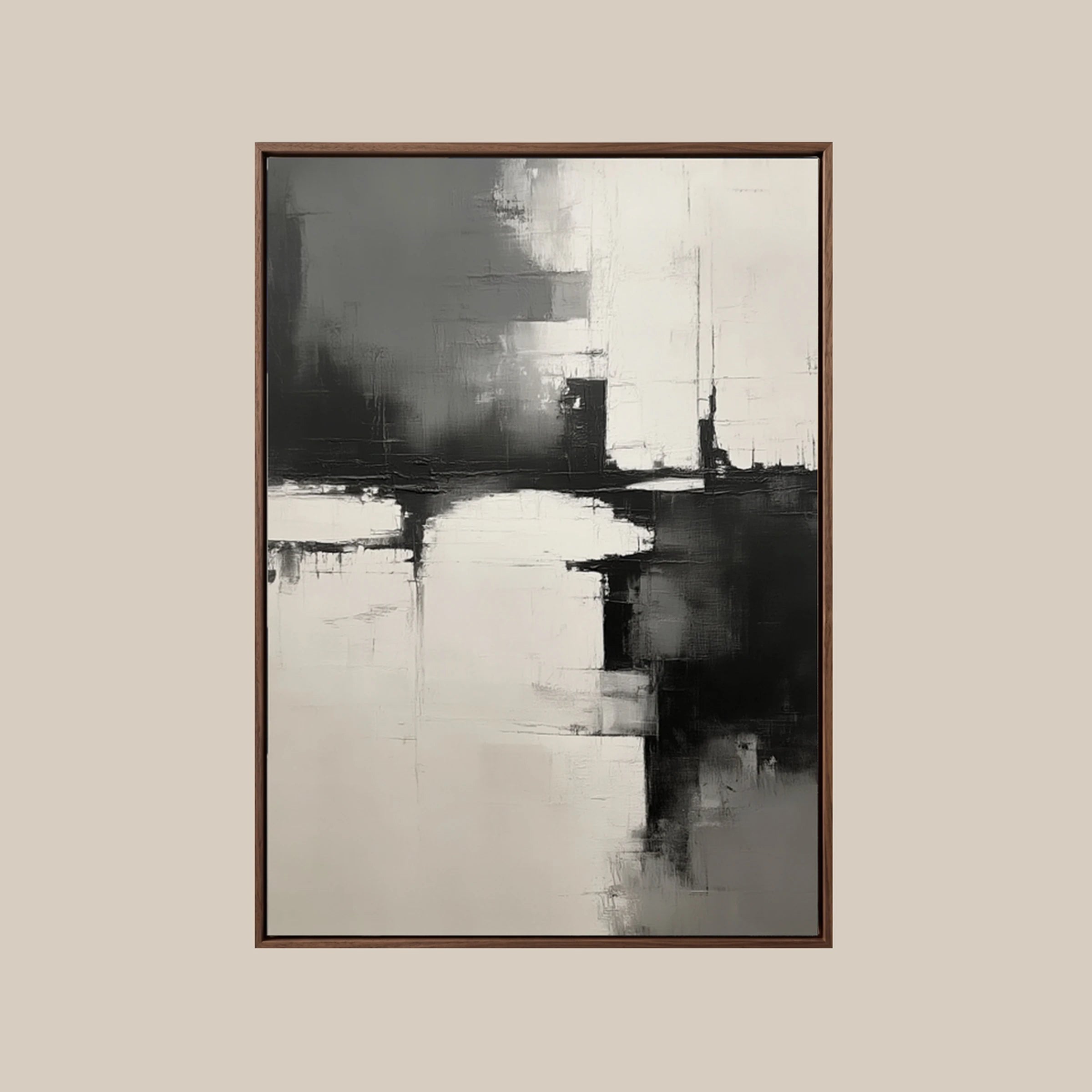Abstract Landscape ｜ Monochrome-Harbor-Skyline