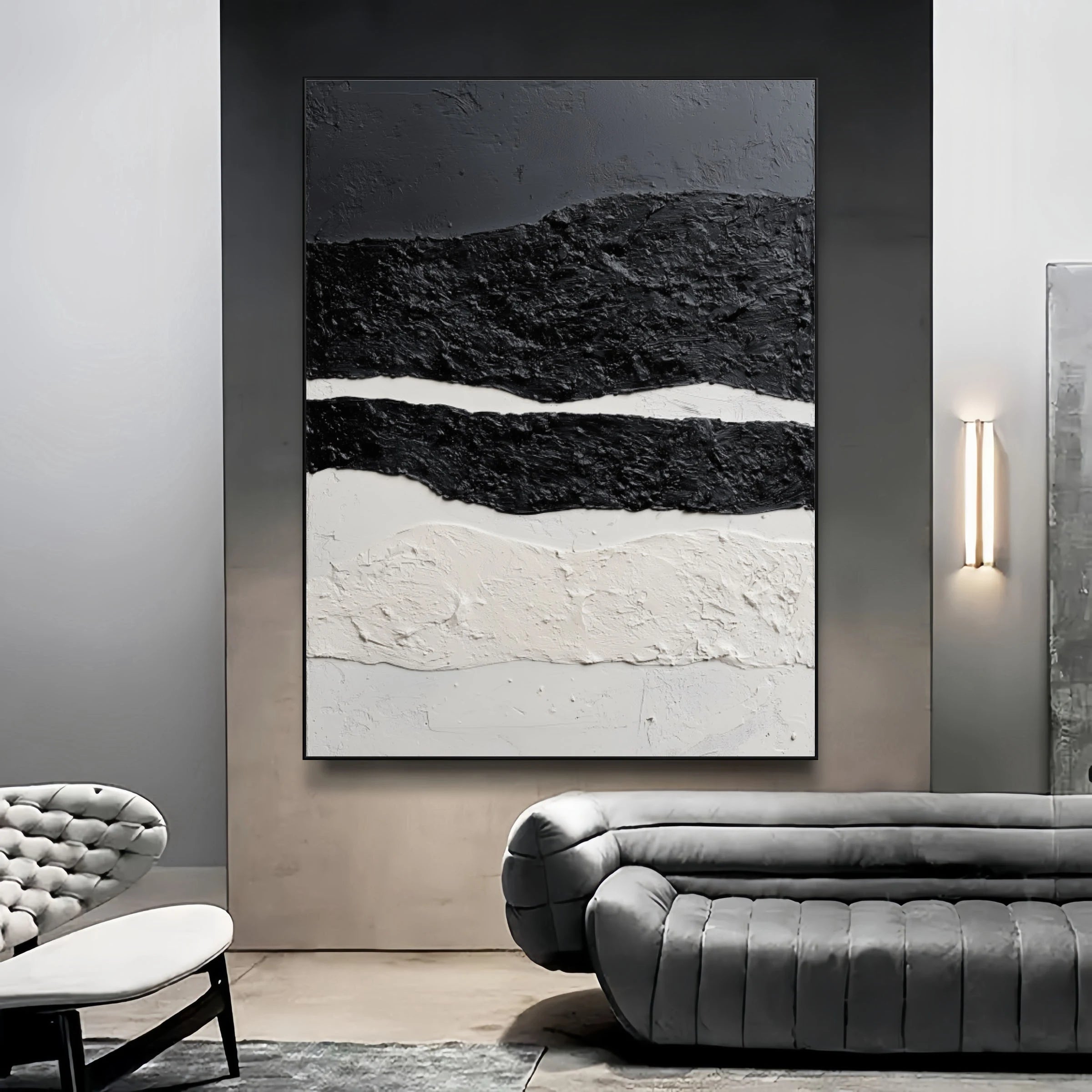 Black and White Abstract ｜ Monochrome-Strata-Crust