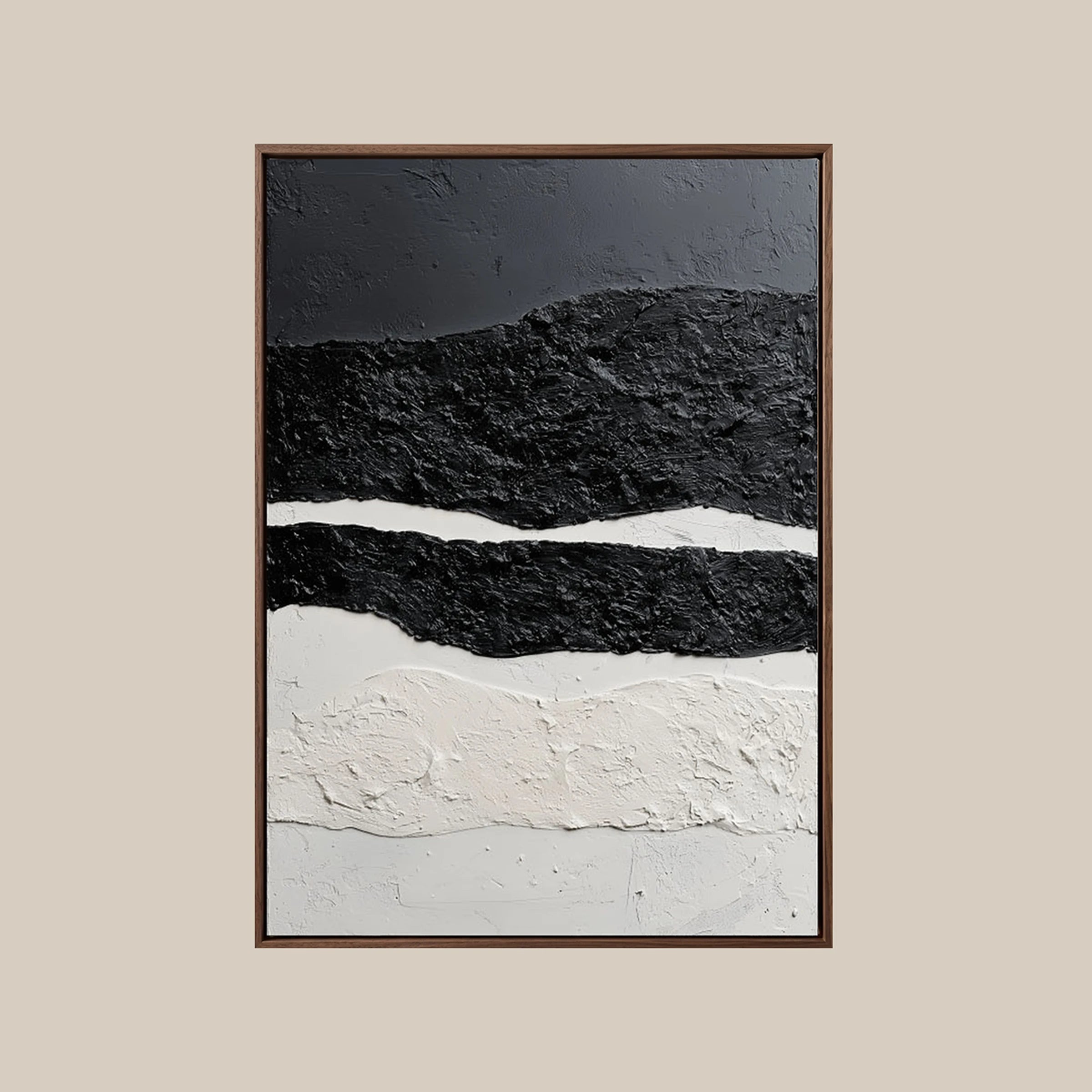 Black and White Abstract ｜ Monochrome-Strata-Crust