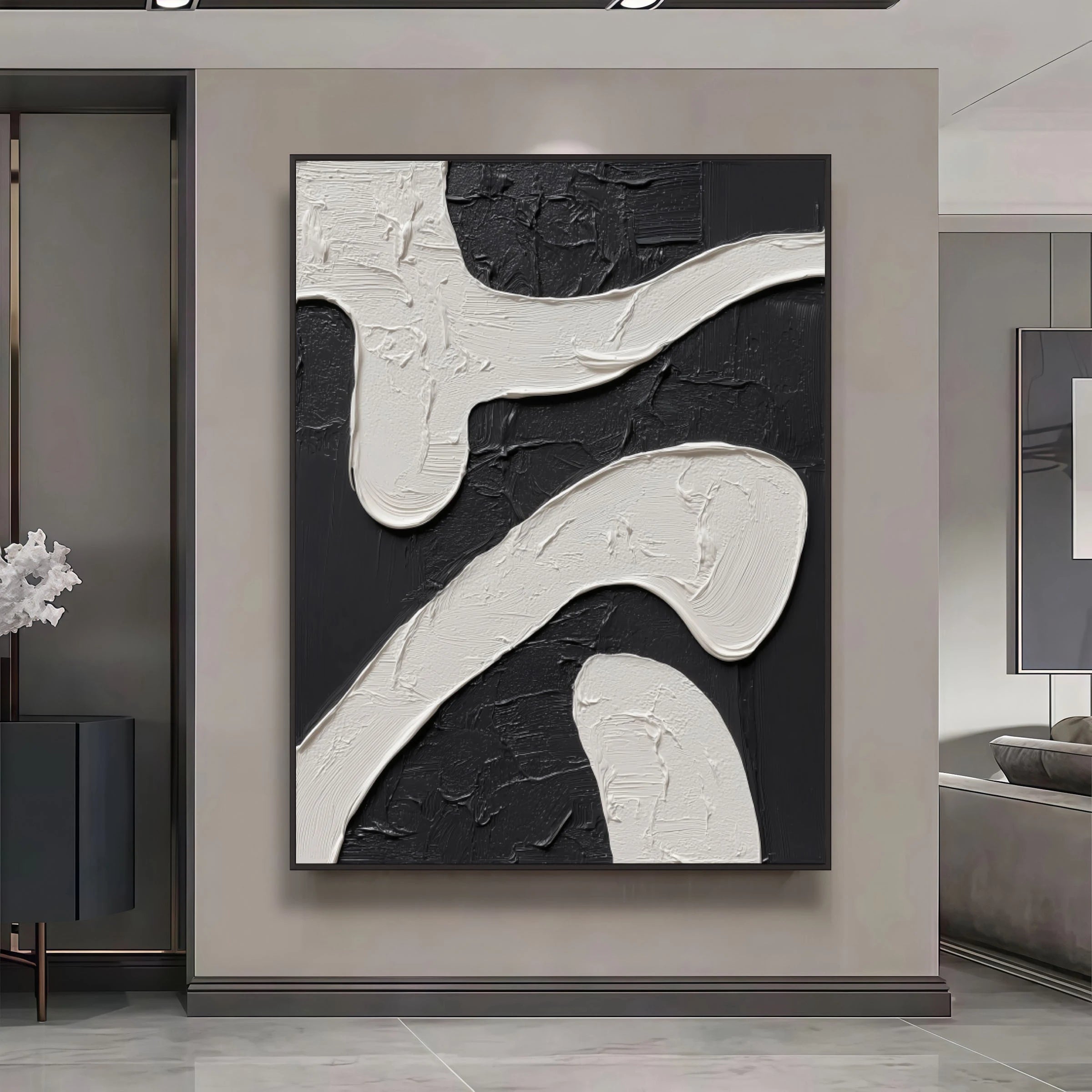 Black and White Abstract ｜ Monolithic-Organic-Plaster
