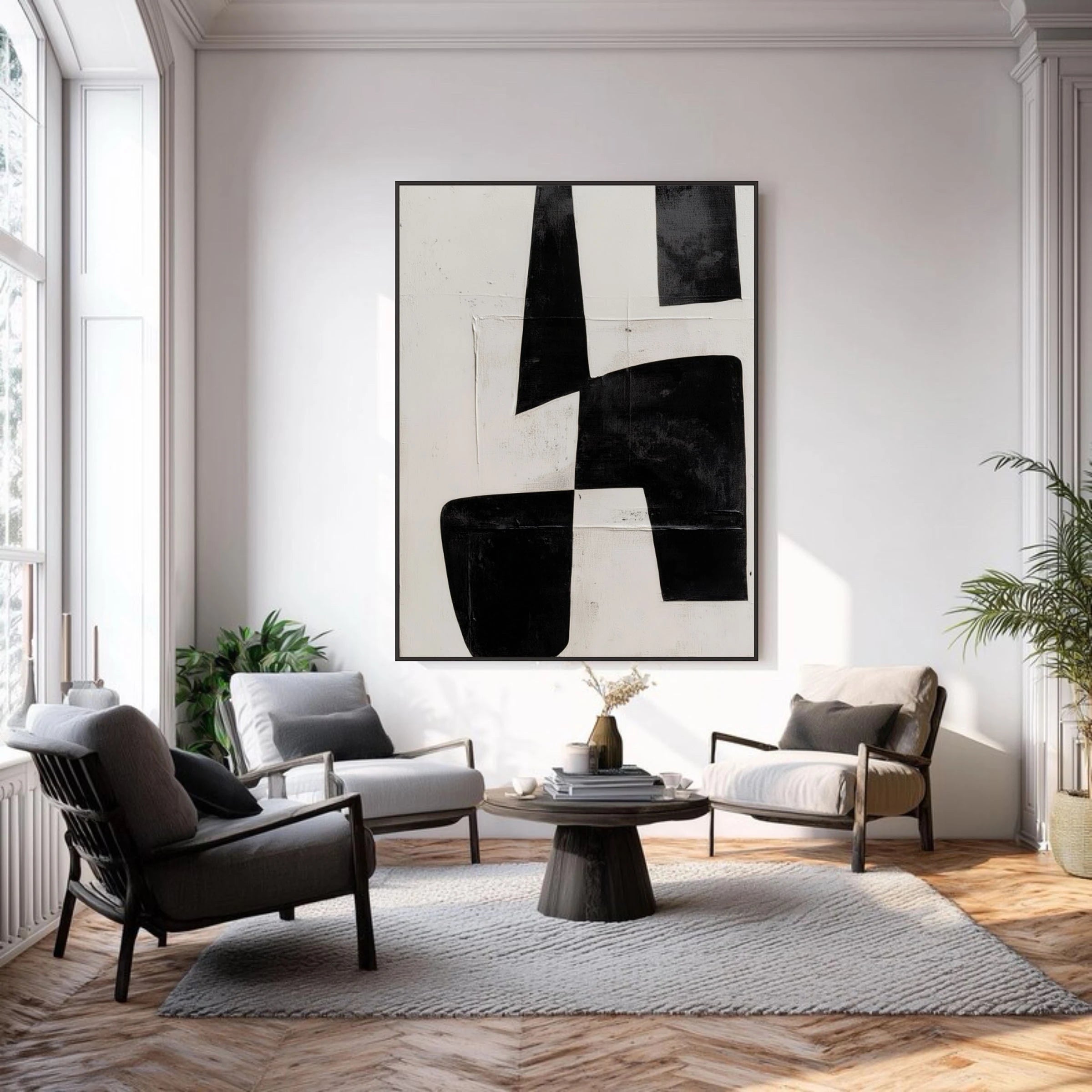 Black and White Abstract ｜ Monolithic-Silhouette-Crust