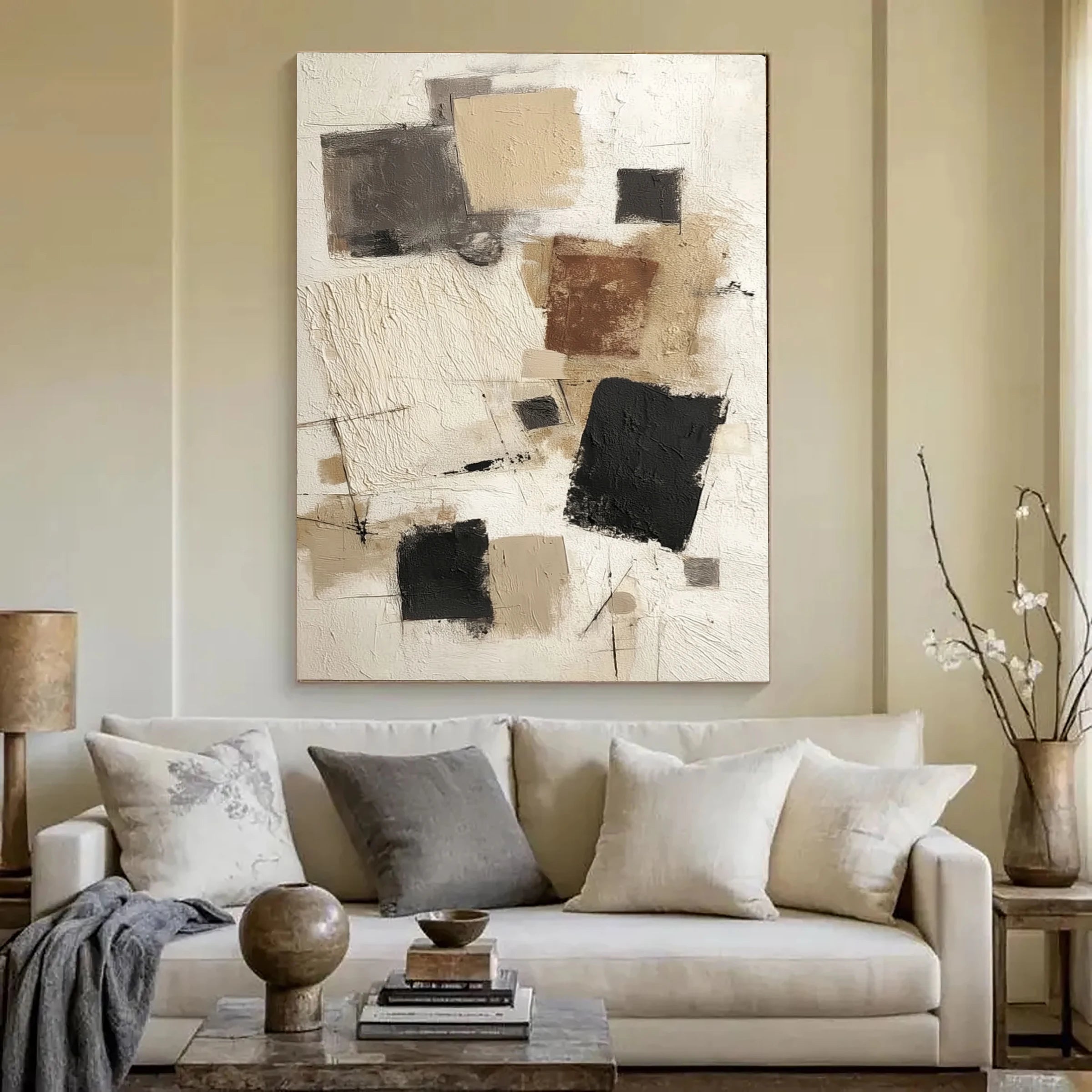 Geometric Abstract Art ｜ Muted-Block-Structure