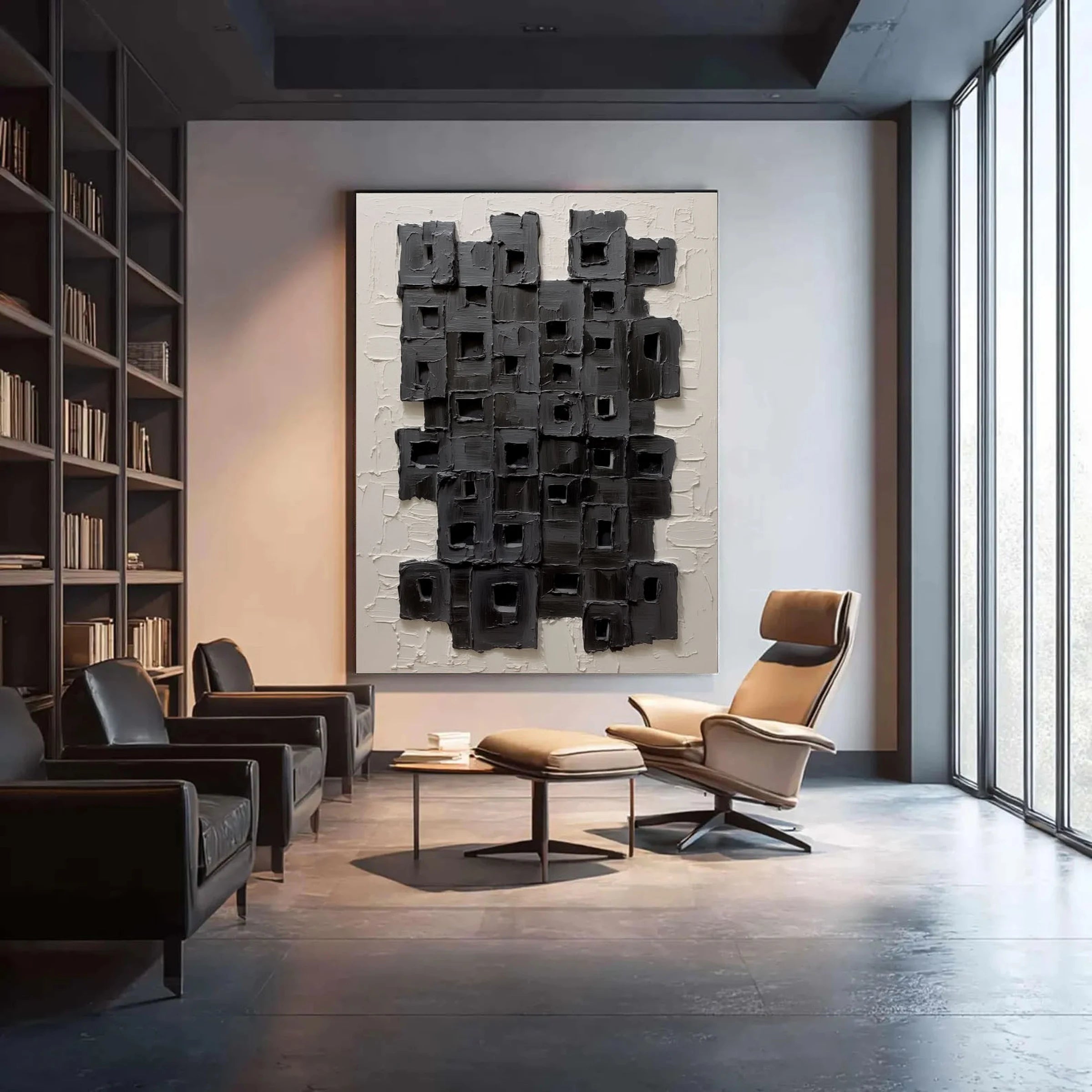 Geometric Abstract Art ｜ Obsidian-Grid-Matrix