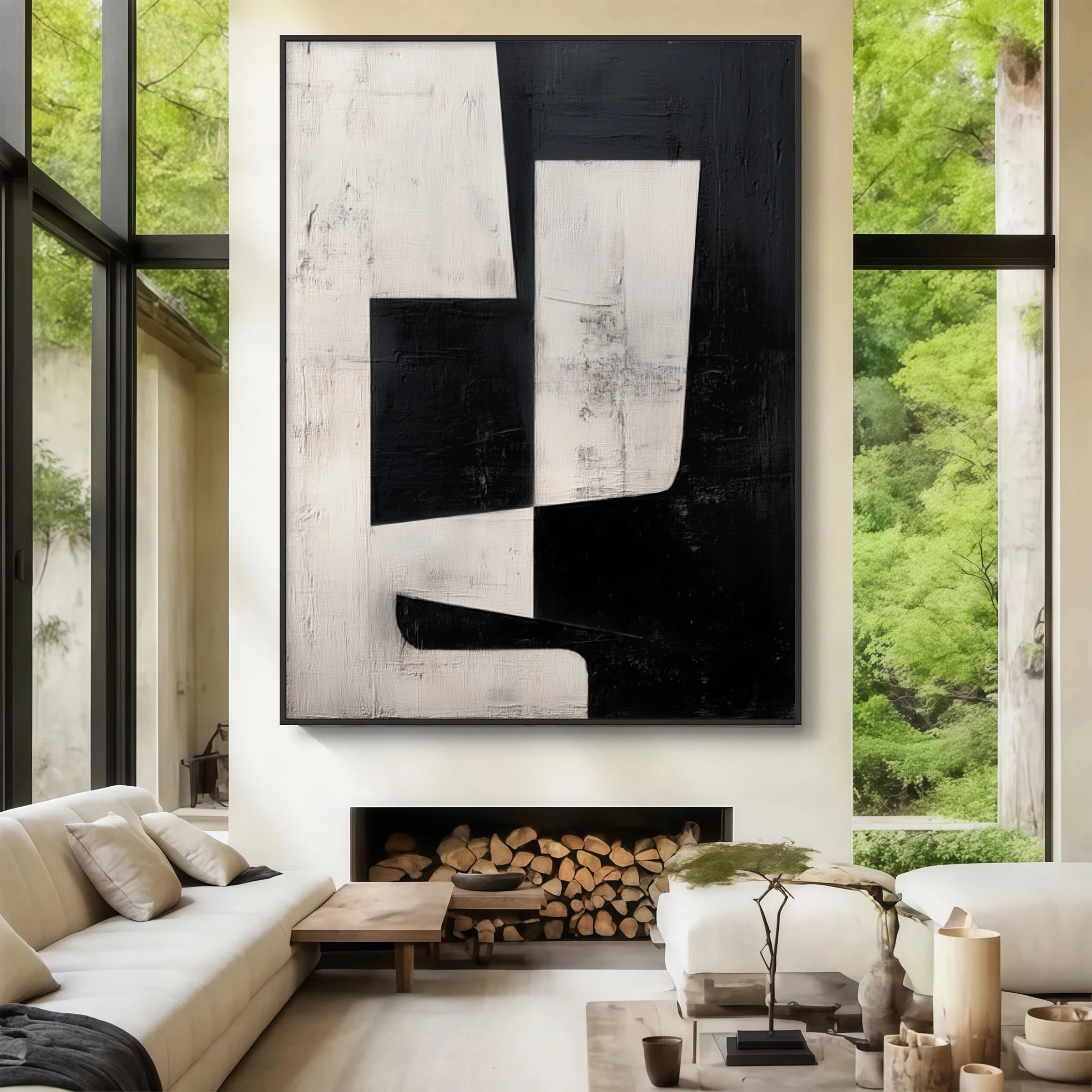 Black and White Abstract ｜ Plaster-Tectonic-Mottle