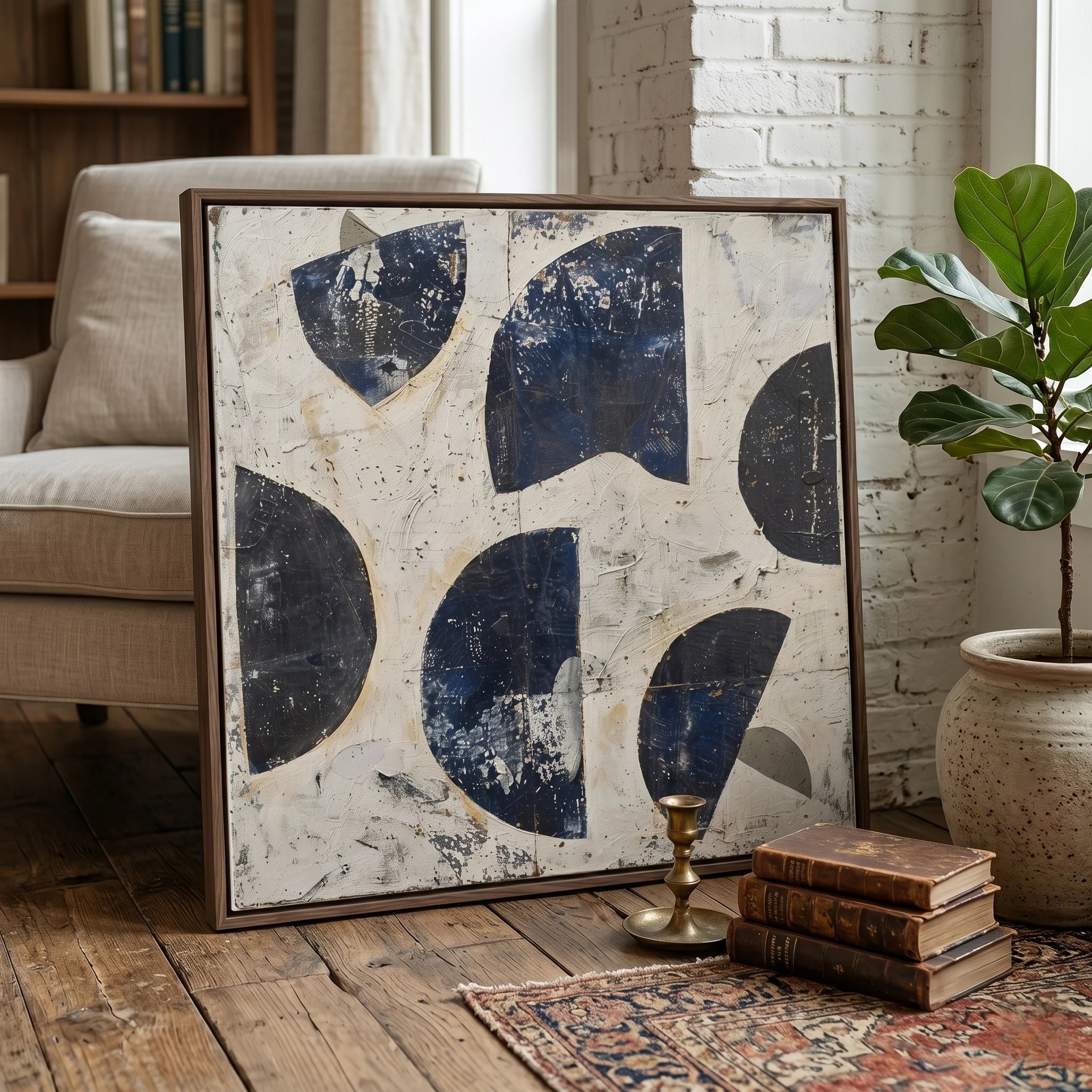 Japandi Wall Art ｜ Prussian-Geometric-Mottle
