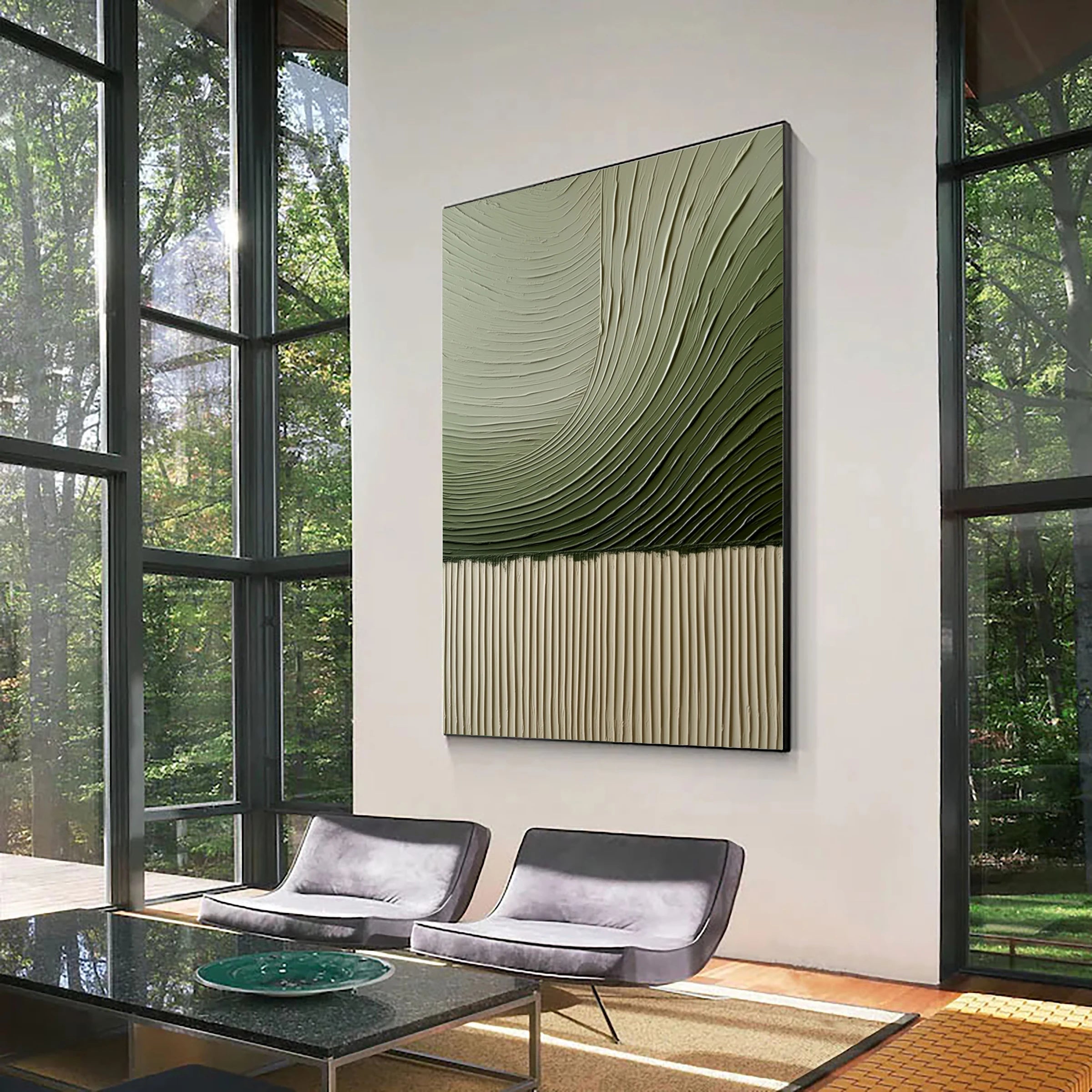 Textured Wall Art ｜ Sage-Plaster-Impasto