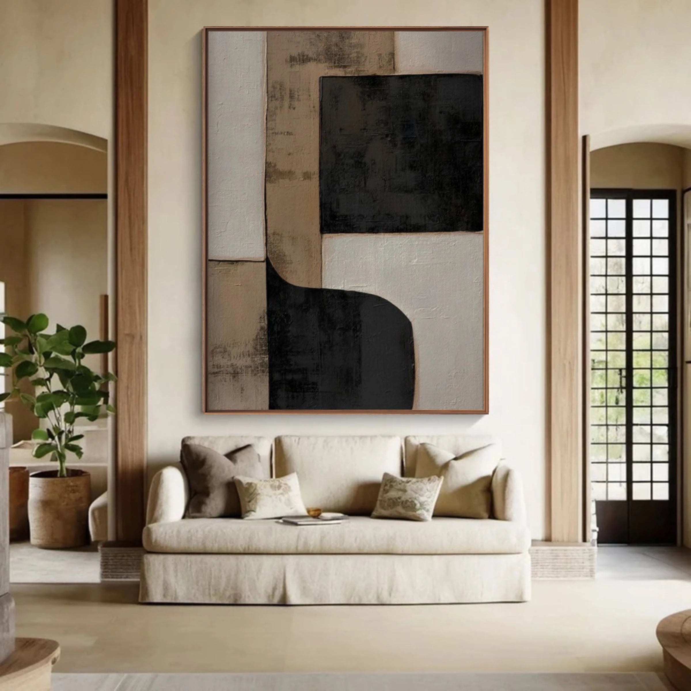 Geometric Abstract Art ｜ Stucco-Tectonic-Sienna