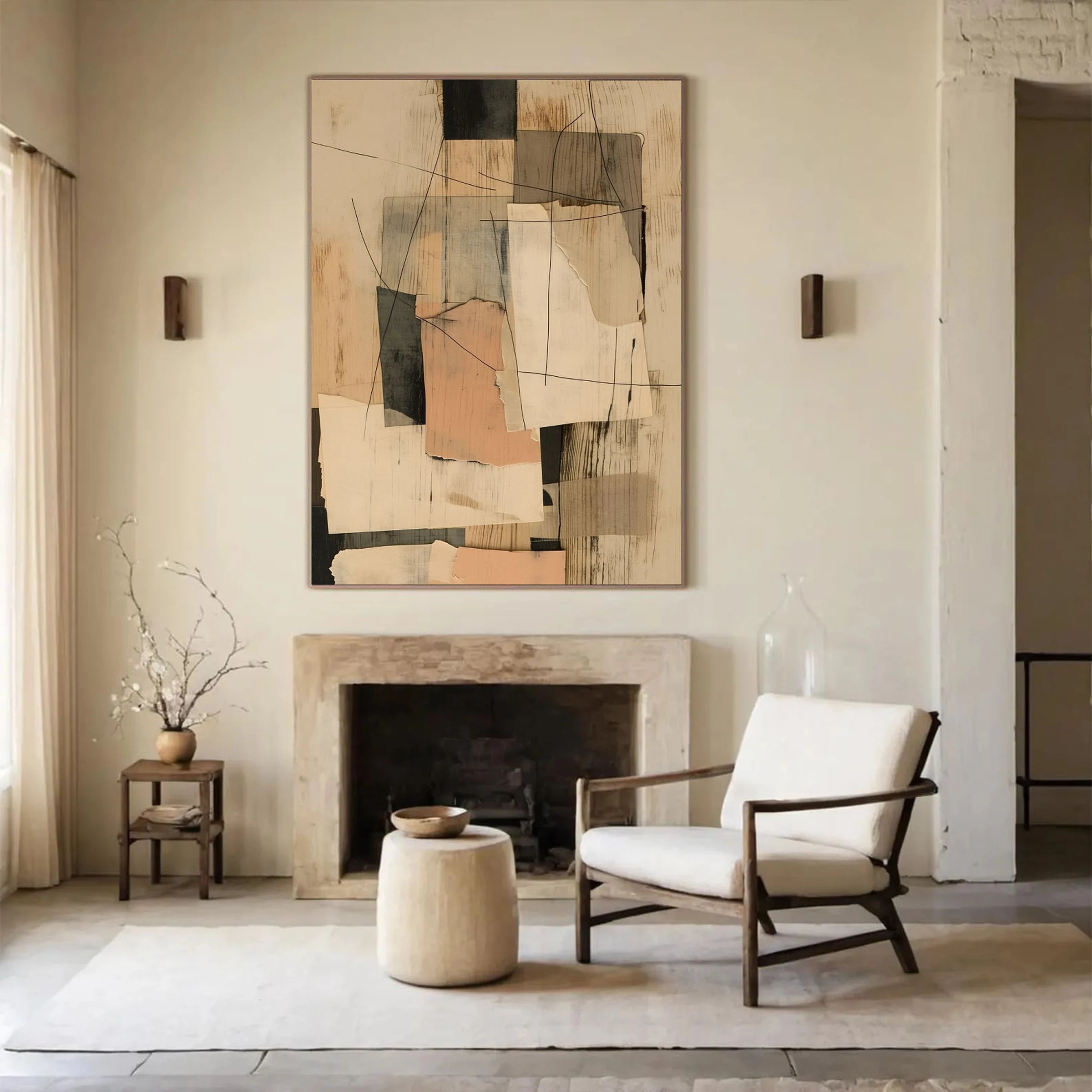 Japandi Wall Art ｜ Torn-Linen-Trace