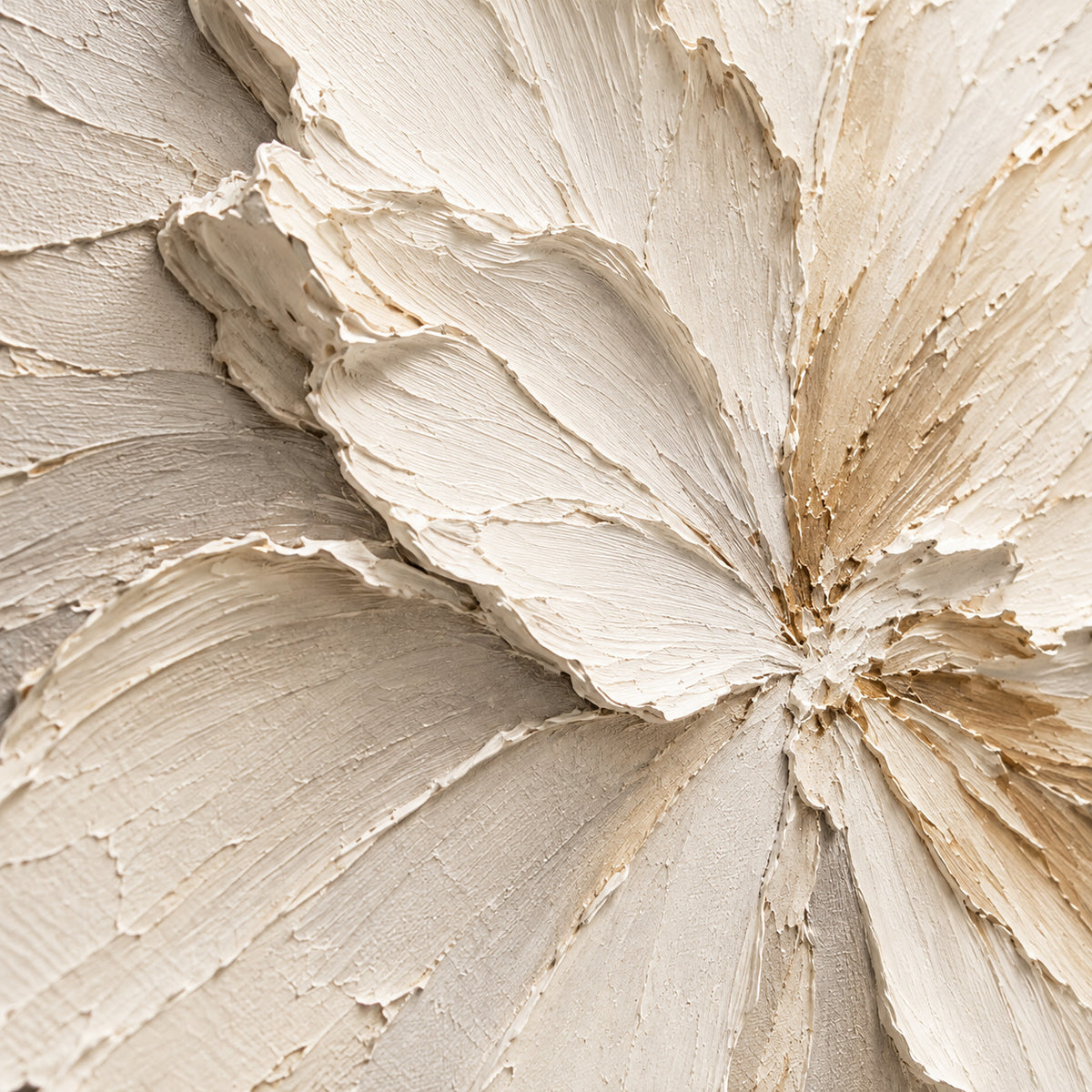 Alabaster-Petals oil painting brushwork and impasto detail photographed from an oblique side angle