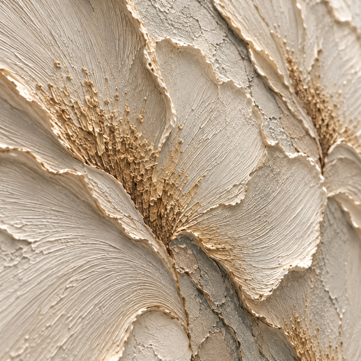 Alabaster-Relief oil painting brushwork and impasto detail photographed from an oblique side angle