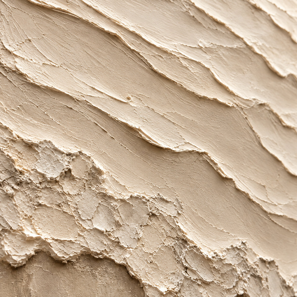 Alabaster-Strata oil painting brushwork and impasto detail photographed from an oblique side angle