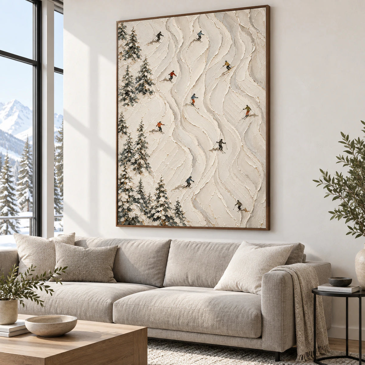 Alpine-Drift as a large vertical focal point in a bright contemporary living room.