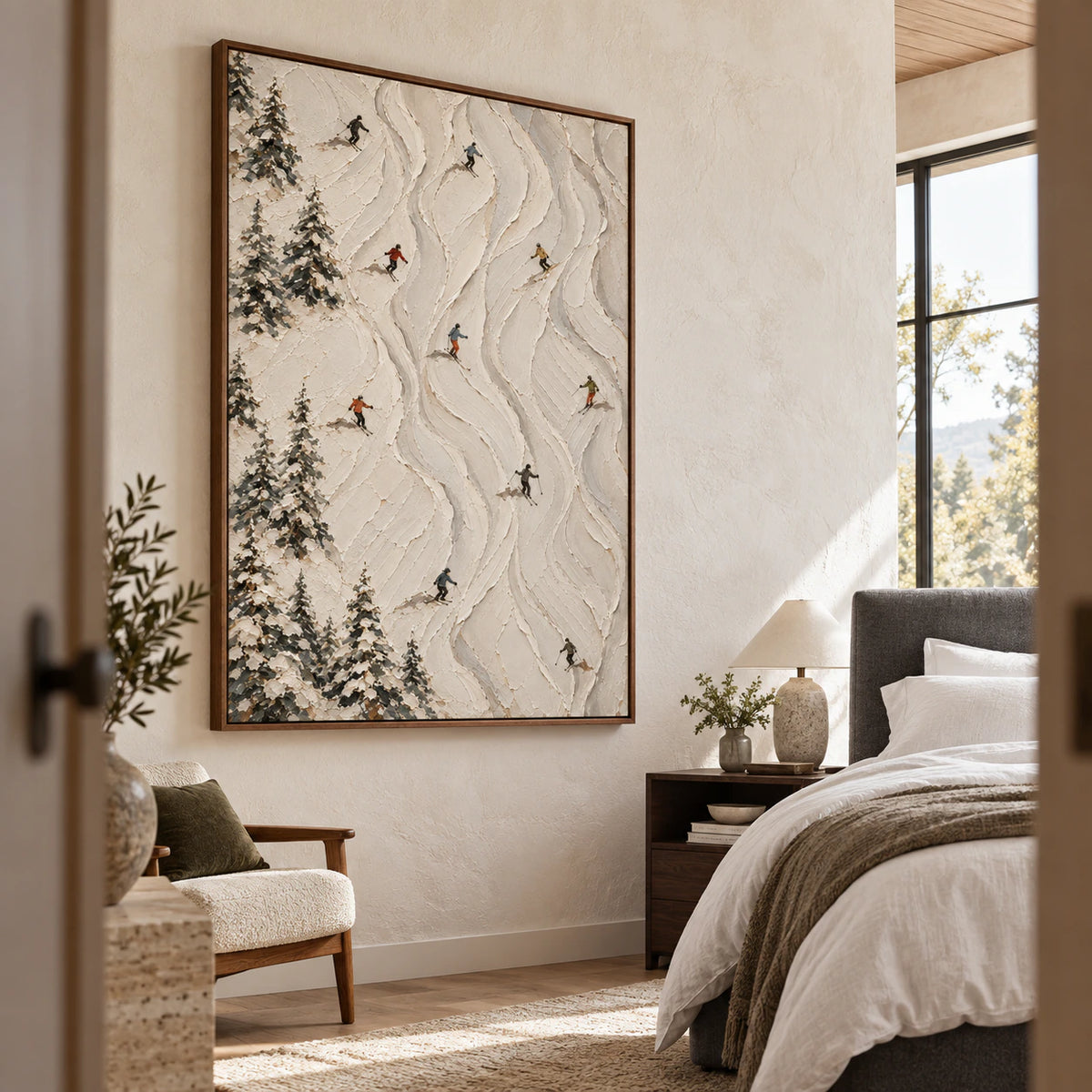 Alpine-Drift displayed prominently in a quiet, softly lit bedroom.