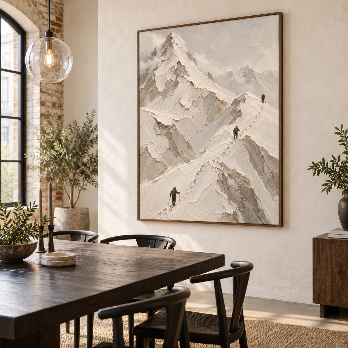 Alpine-Trace displayed at large scale in a refined daylight-filled dining room.