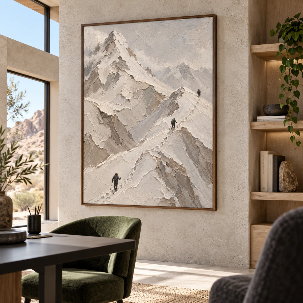 Alpine-Trace displayed prominently in an airy home office reading space.