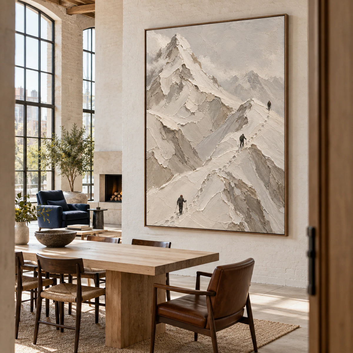 Alpine-Trace featured at large scale in an expansive daylight-filled hospitality loft.