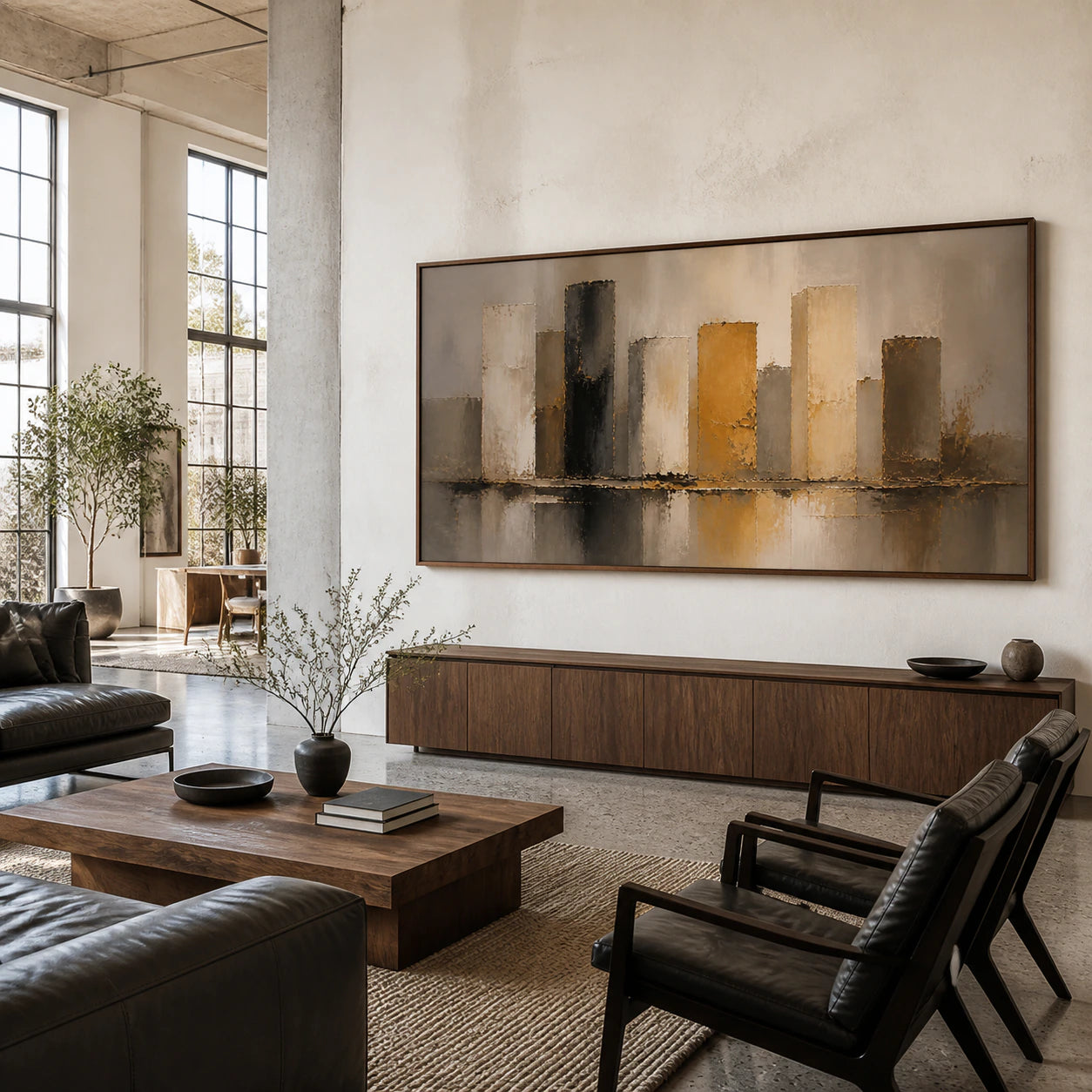 Amber-Interval featured prominently in an expansive loft hospitality interior.