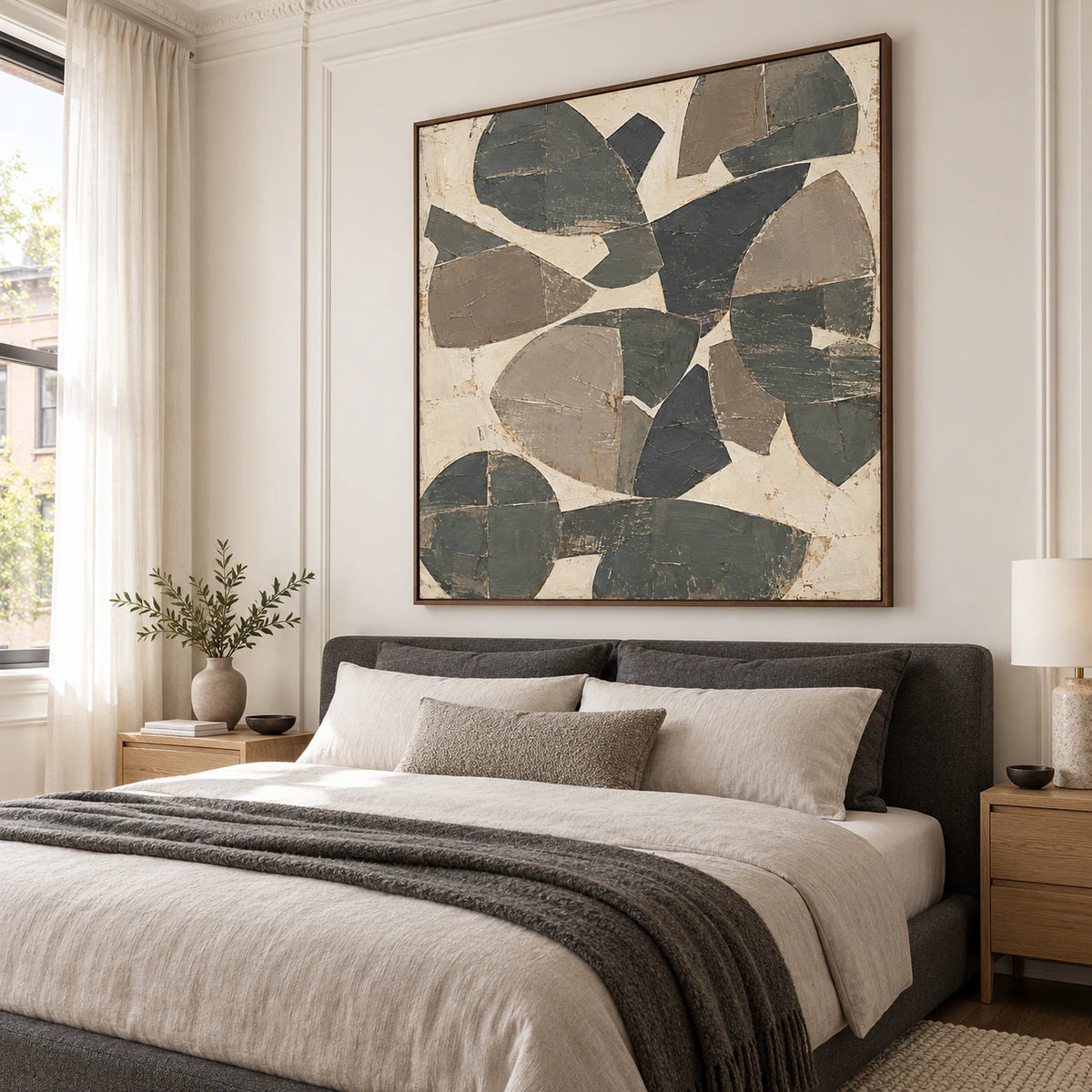 Aperture-Relic as the focal point of a quiet, light-filled bedroom.