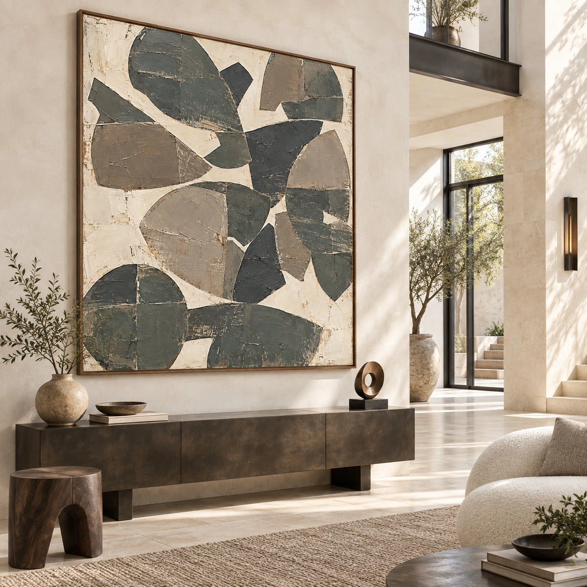 Aperture-Relic presented at gallery scale in a bright sculptural foyer.