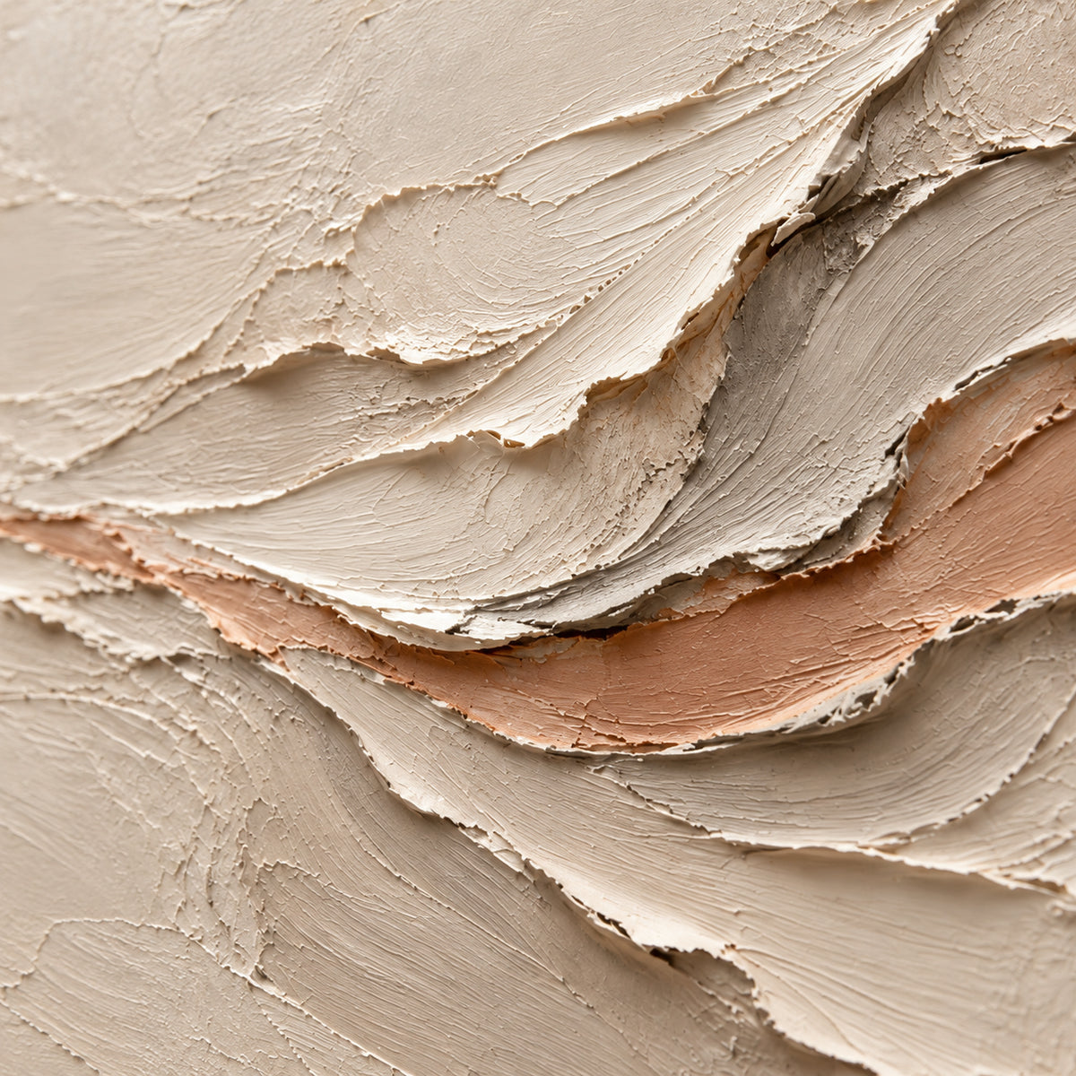 Apricot-Undercurrent oil painting brushwork and impasto detail photographed from an oblique side angle