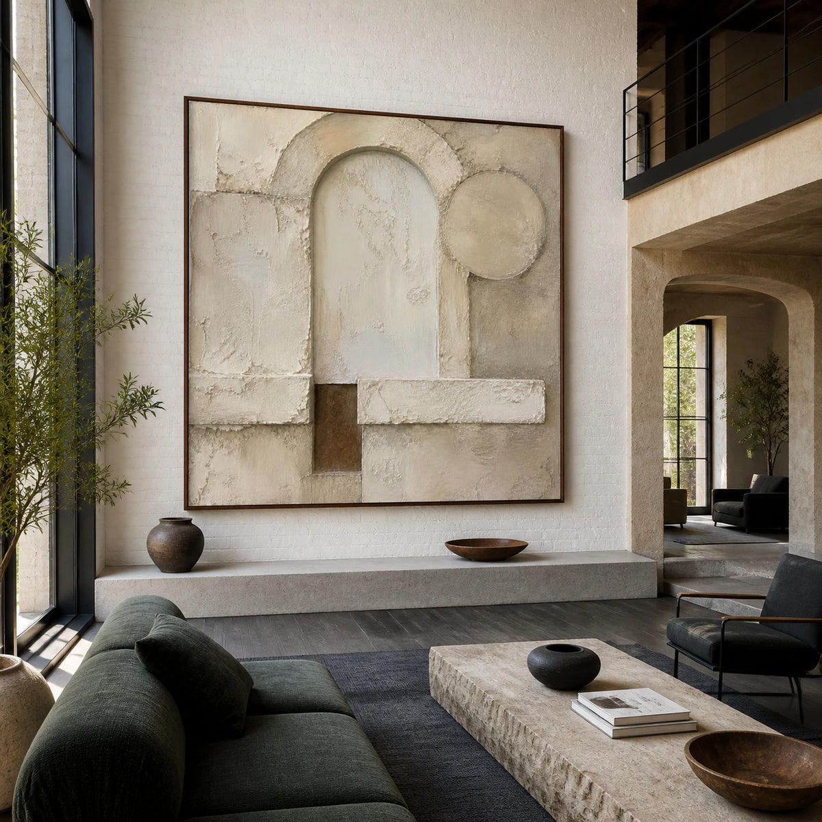 Arc-Relief as a large focal point in an expansive loft interior.