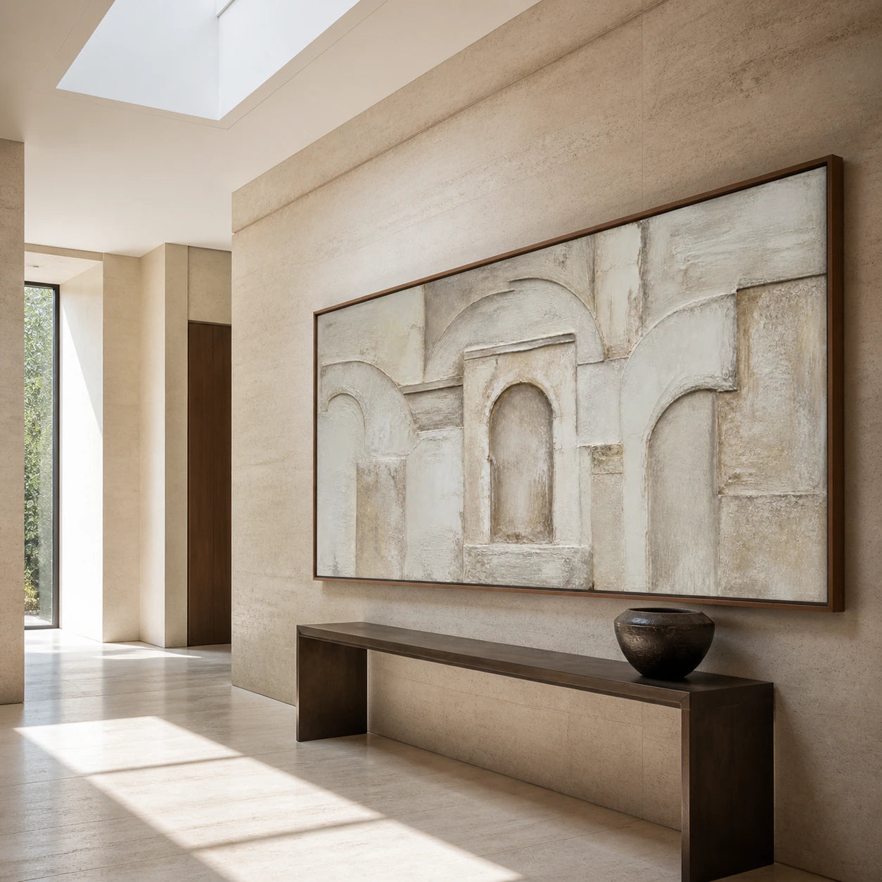Arcade-Silence presented at gallery scale in a bright, spacious foyer.