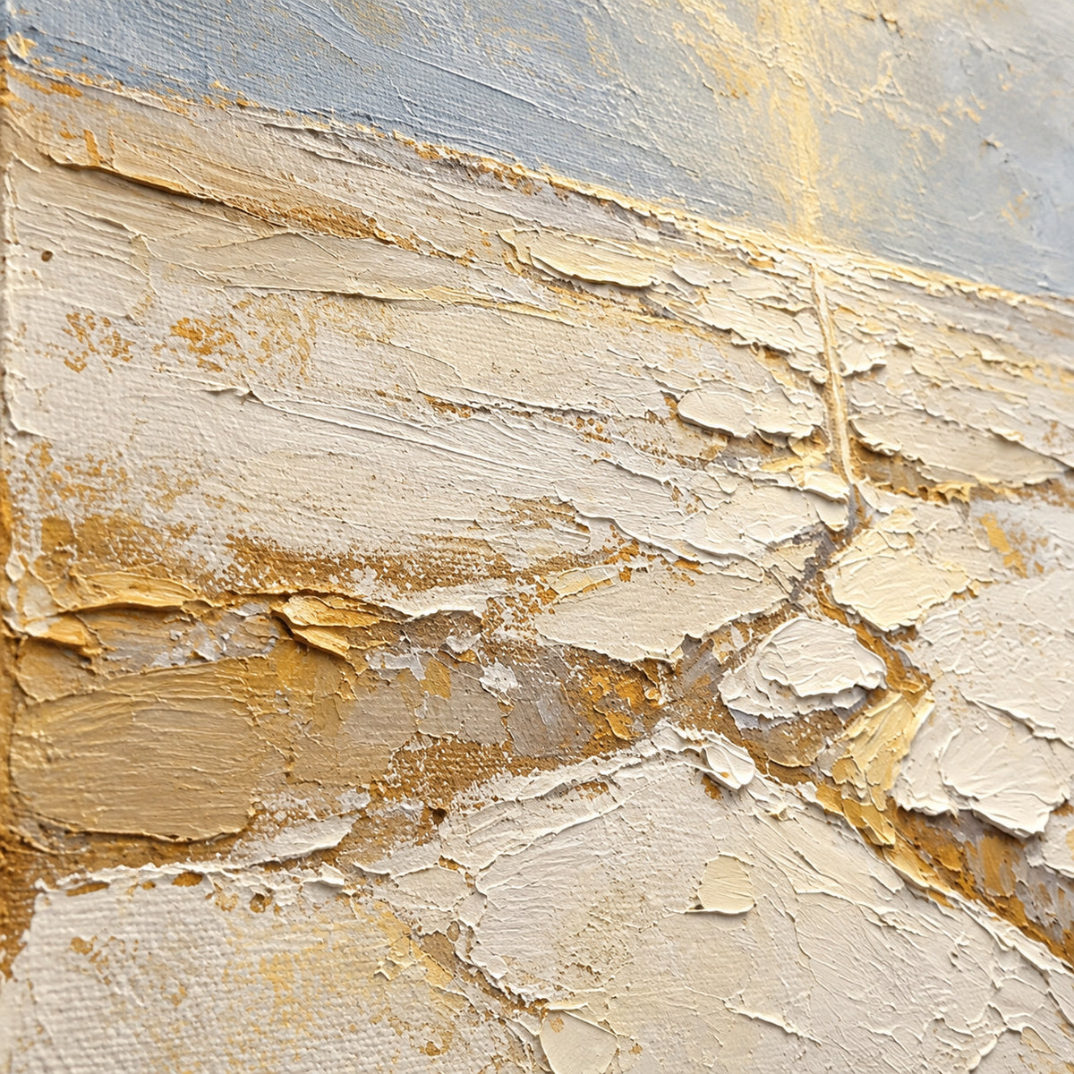 Aureate-Rill oil painting brushwork and impasto detail photographed from an oblique side angle