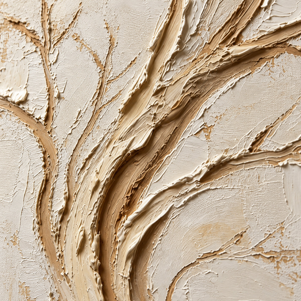 Bark-Current oil painting brushwork and impasto detail photographed from an oblique side angle