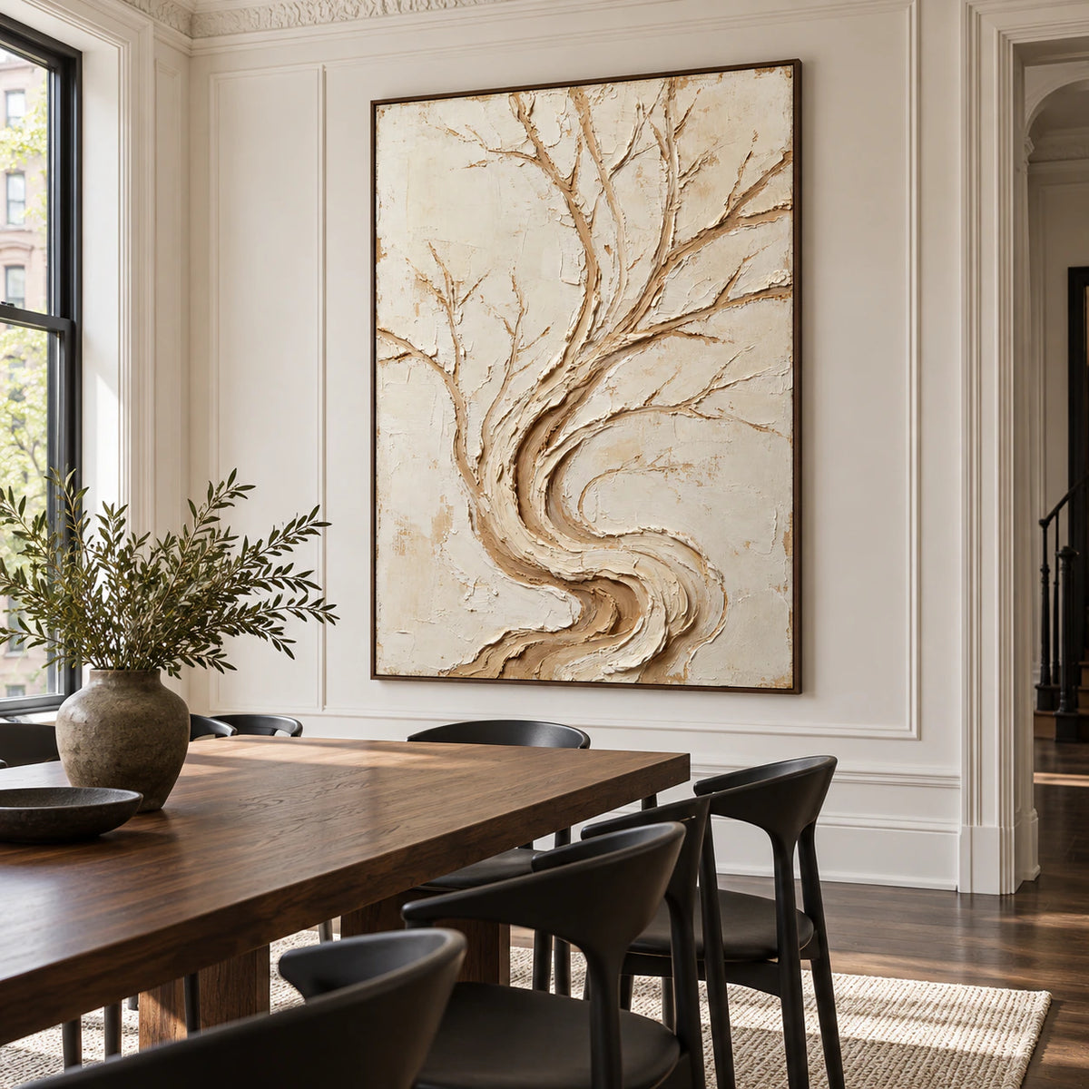 Bark-Current displayed prominently in a refined daylight-filled dining room.