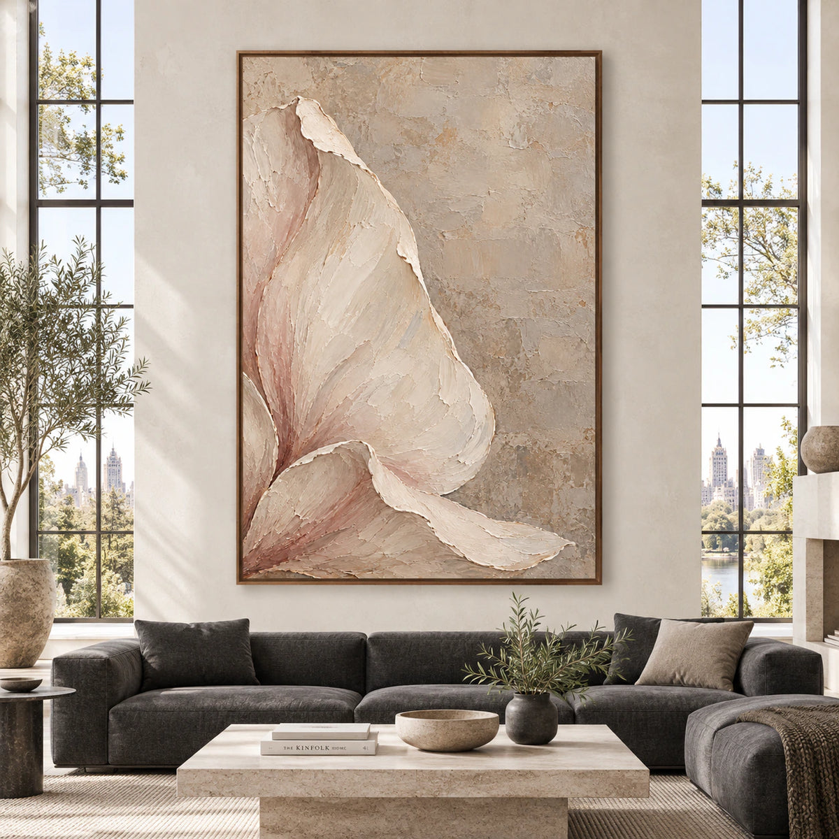 Bloom-Contour displayed at large scale, straight-on in a bright architectural living space.