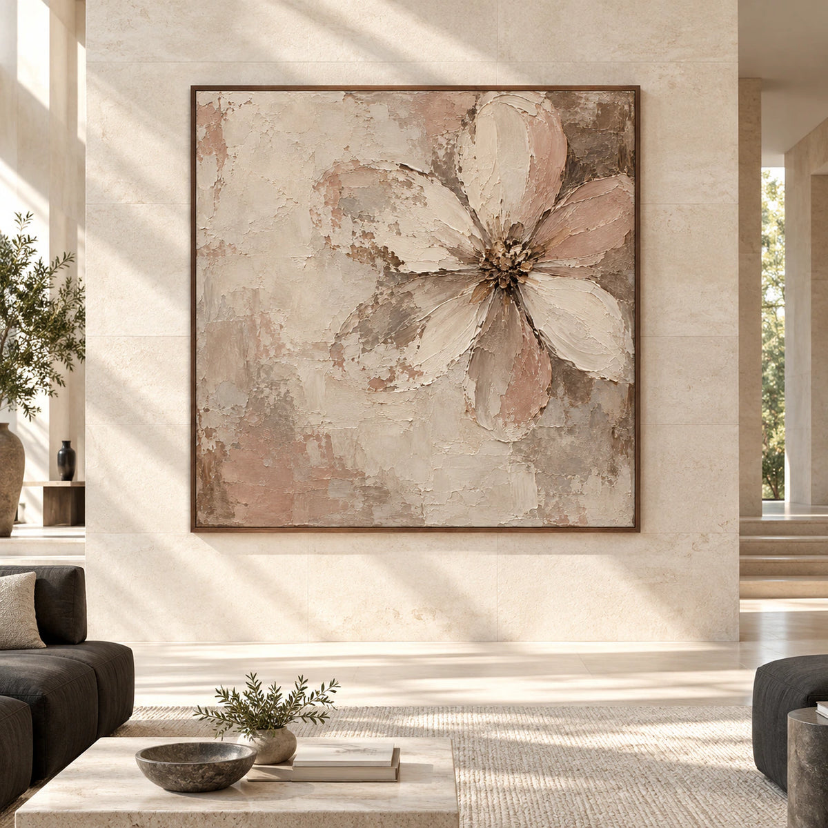 Bloom-Patina displayed at large scale in a spacious contemporary interior.