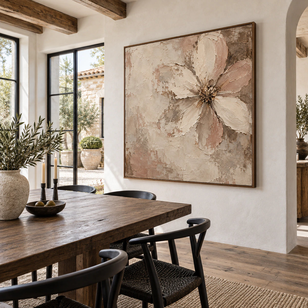 Bloom-Patina displayed above a refined dining setting.