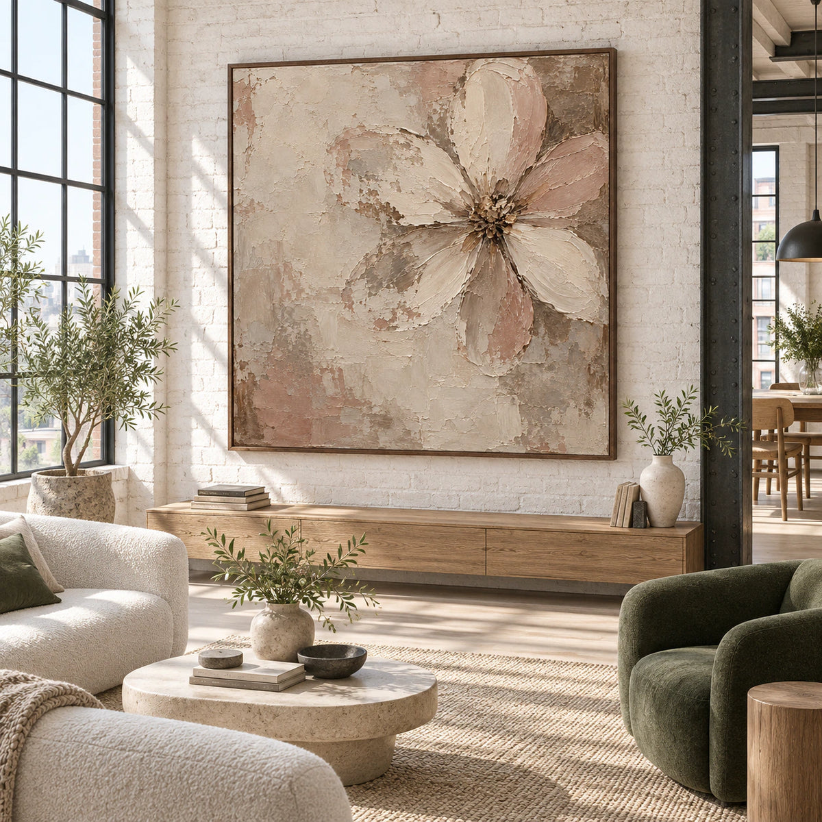 Bloom-Patina as a large-scale focal point in an expansive loft interior.