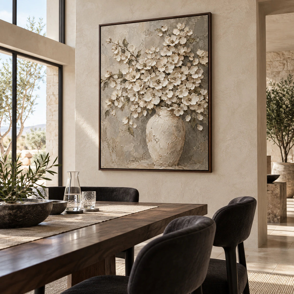 Blossom-Relic above a refined dining setting in daylight.