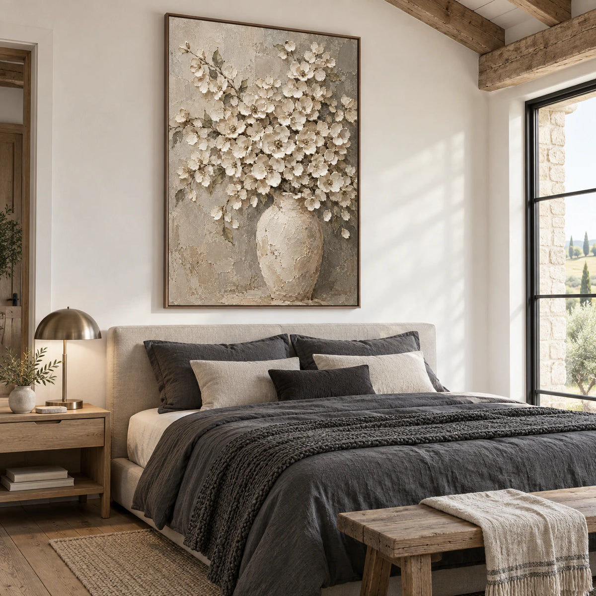 Blossom-Relic as a tactile focal point in a quiet bedroom.