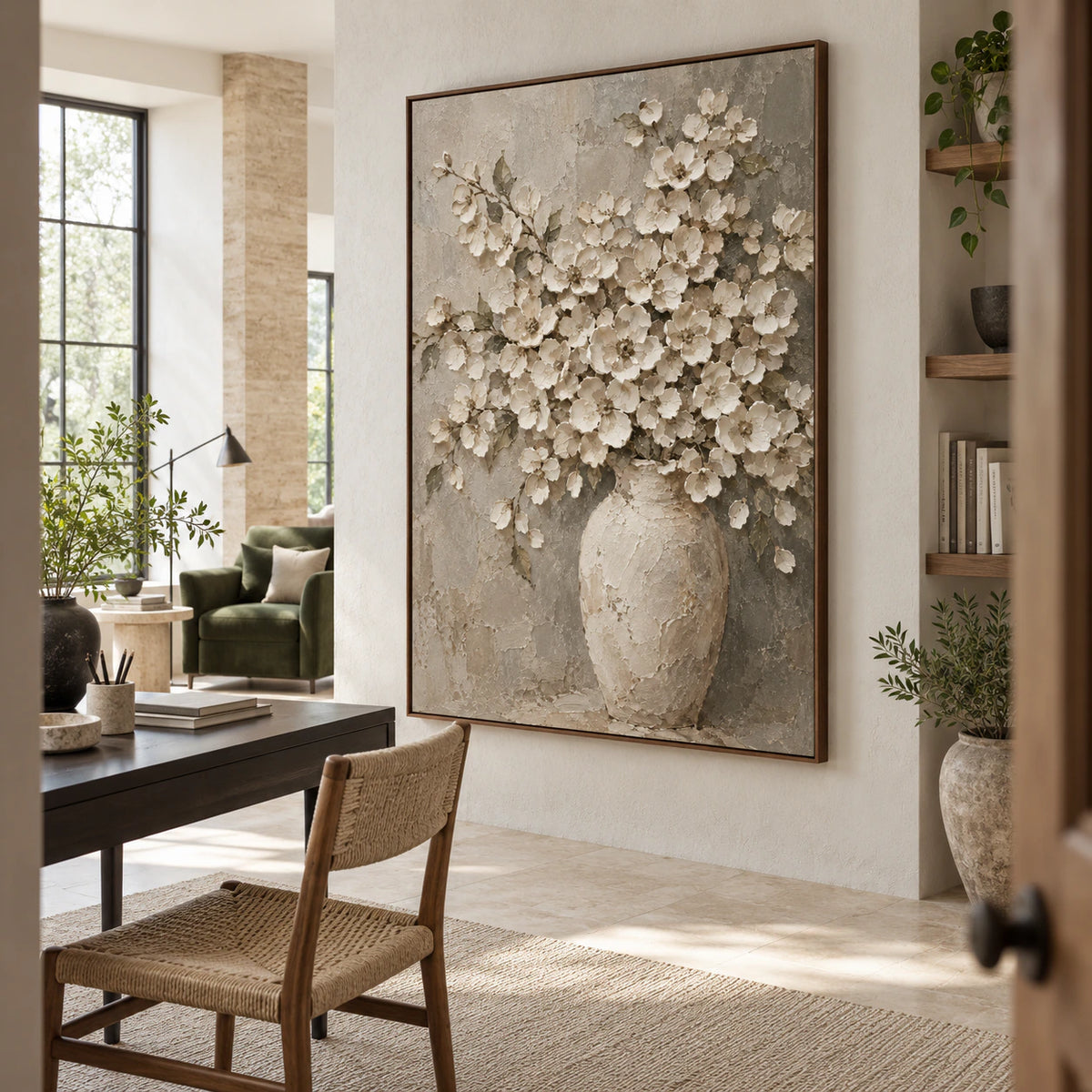 Blossom-Relic in an airy, naturally lit home office reading space.