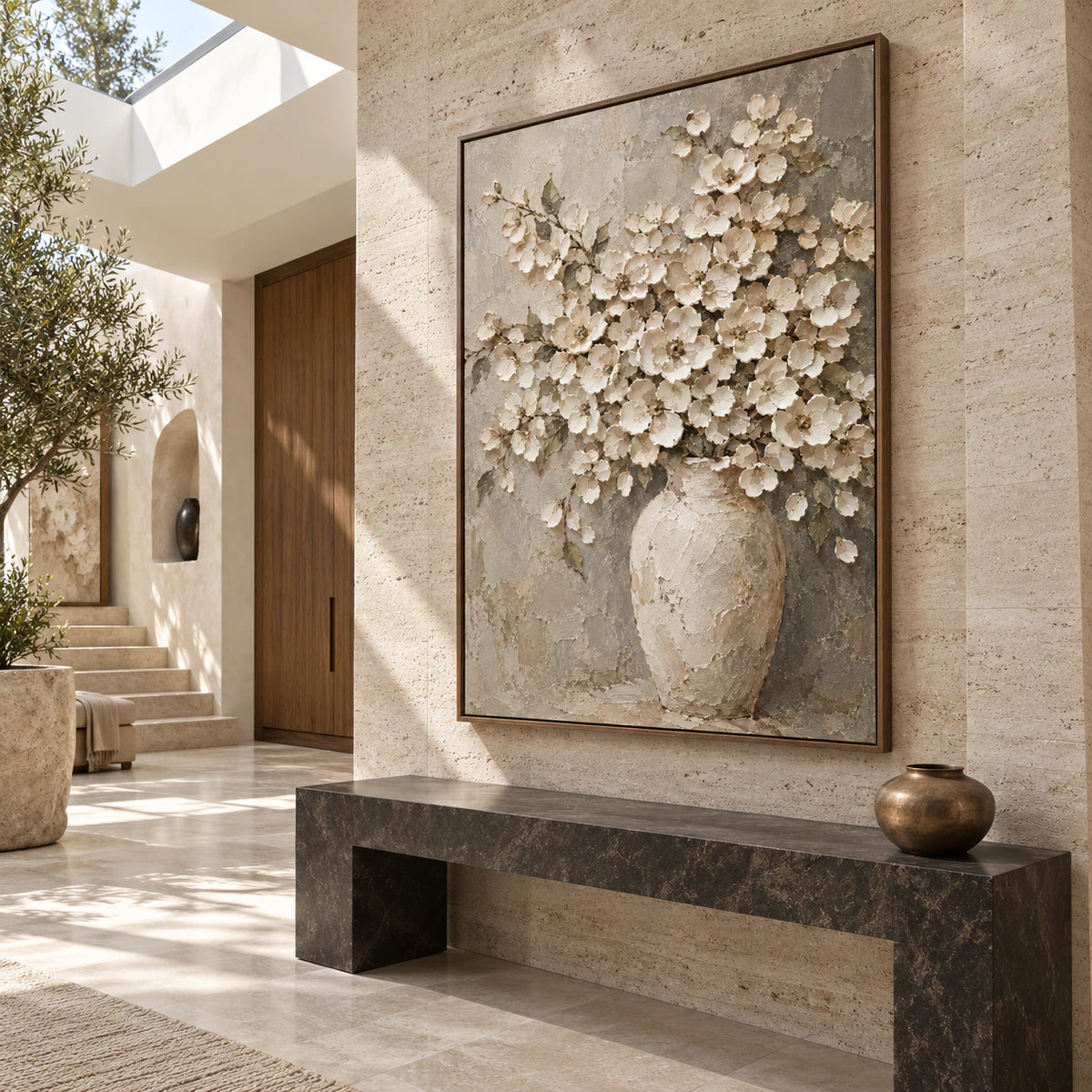 Blossom-Relic displayed at gallery scale in an open foyer.