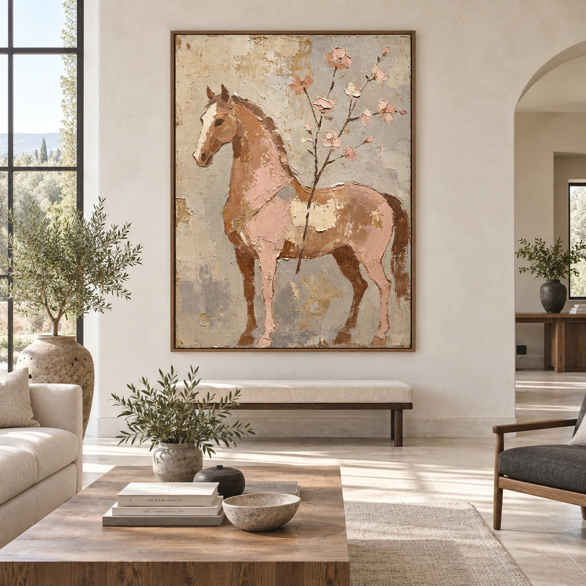 Blush-Canter displayed at large scale straight-on in a bright, spacious architectural living room.