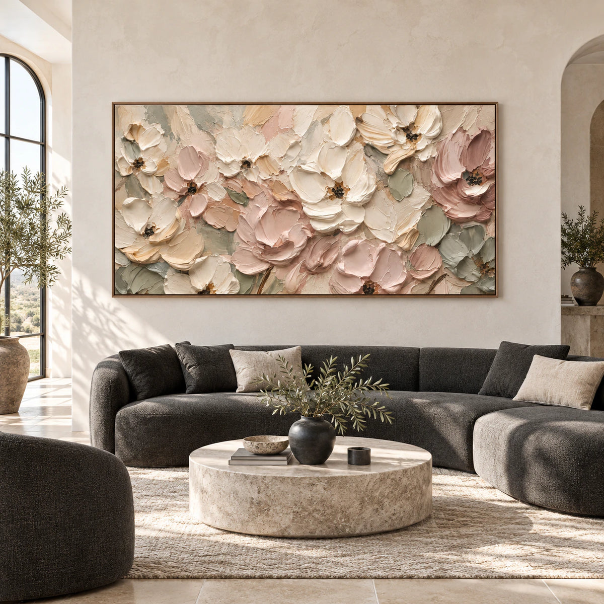 Blush-Garden displayed at large scale straight-on in a bright architectural living space.